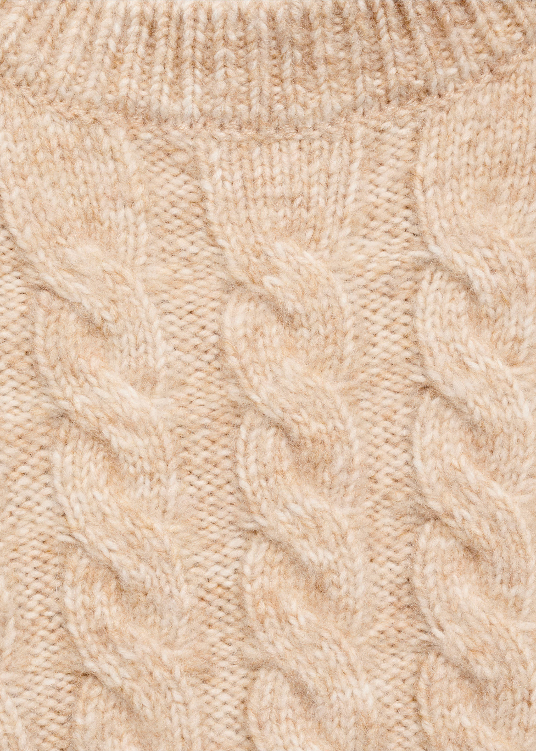 Braided knitted sweater - Details of the article 8, Medium Brown. Ref: 77066733-00.