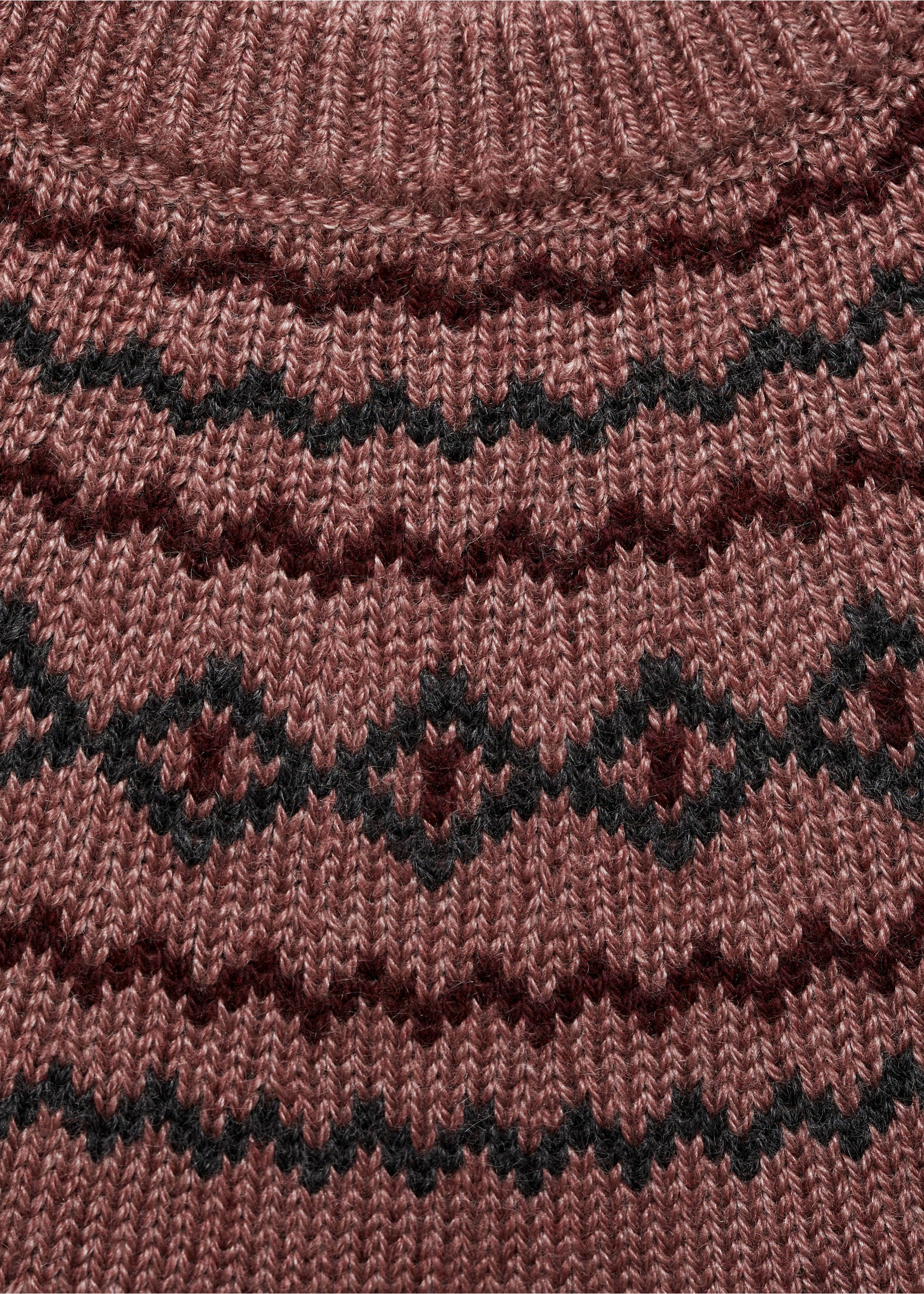 Jacquard sweater - Details of the article 8, Burgundy. Ref: 77066735-00.