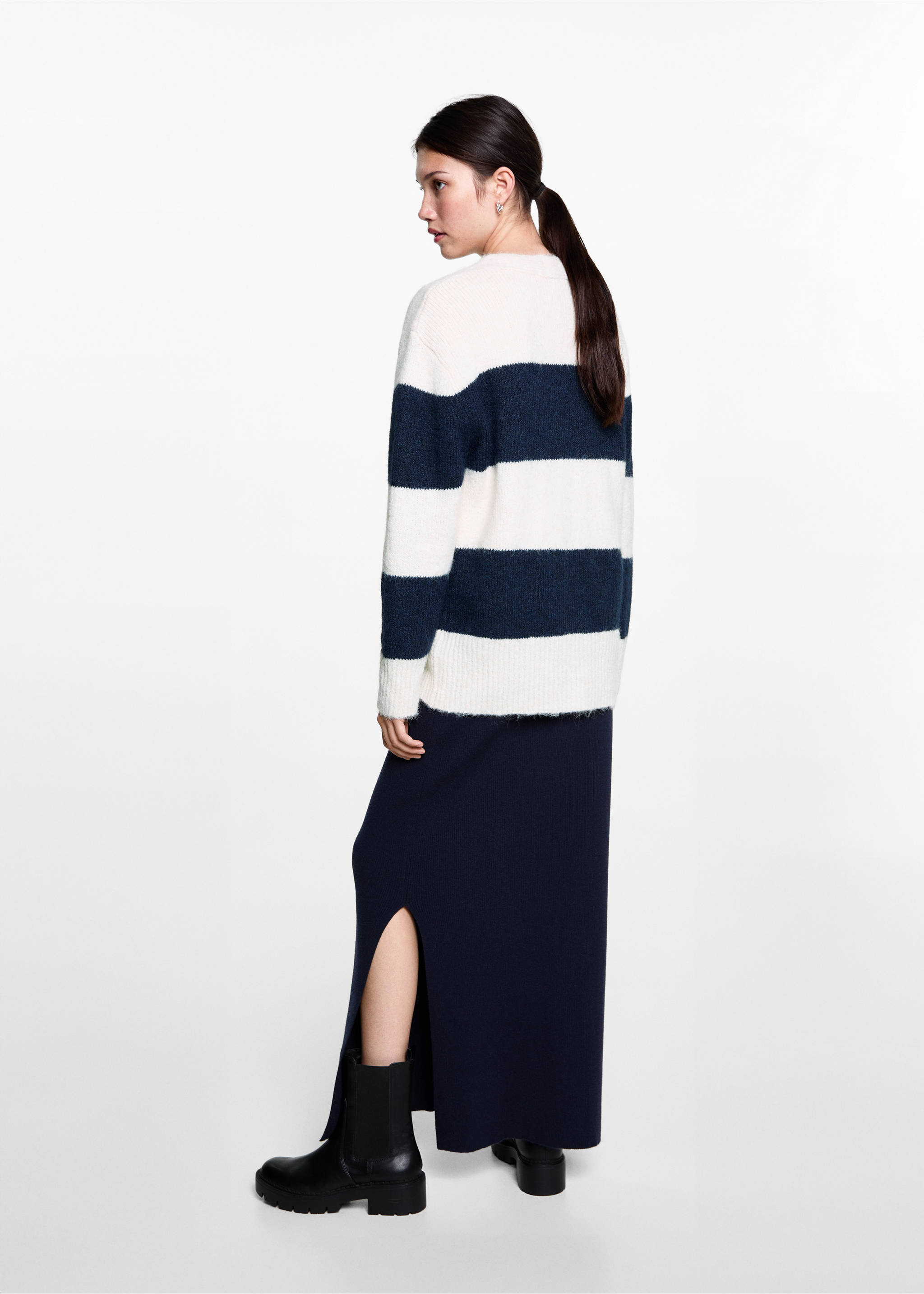 Cárdigan punto rayas - Reverso del artículo, Azul marino oscuro. Ref: 77066736-00.