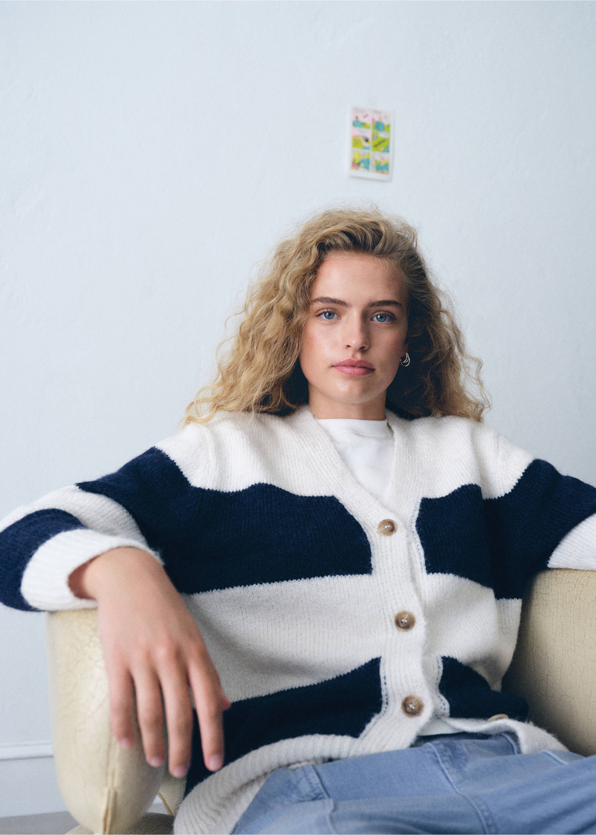 Cárdigan punto rayas - Detalle del artículo 5, Azul marino oscuro. Ref: 77066736-00.