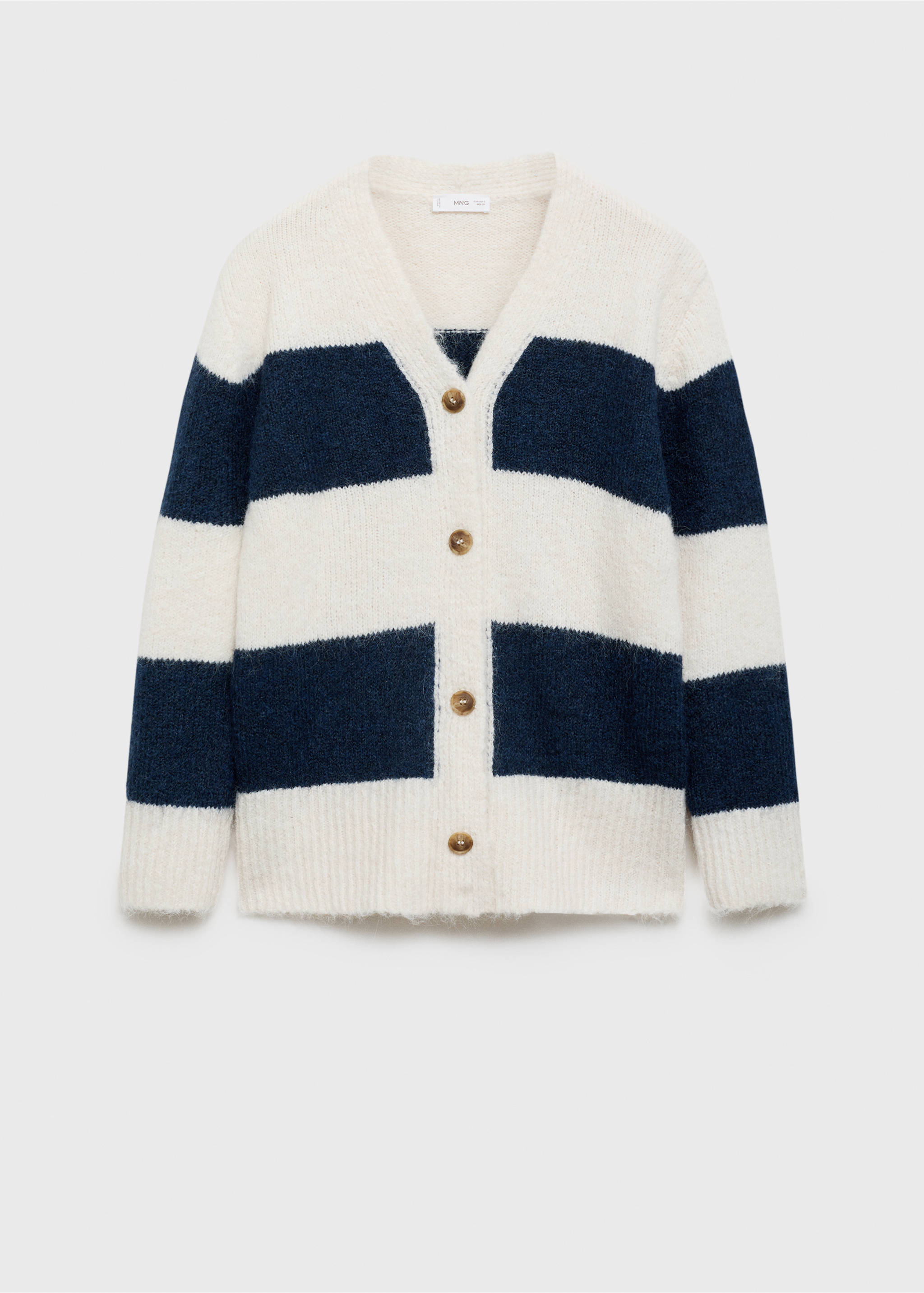Stripped knit cardigan - Article without model, Dark Navy. Ref: 77066736-00.