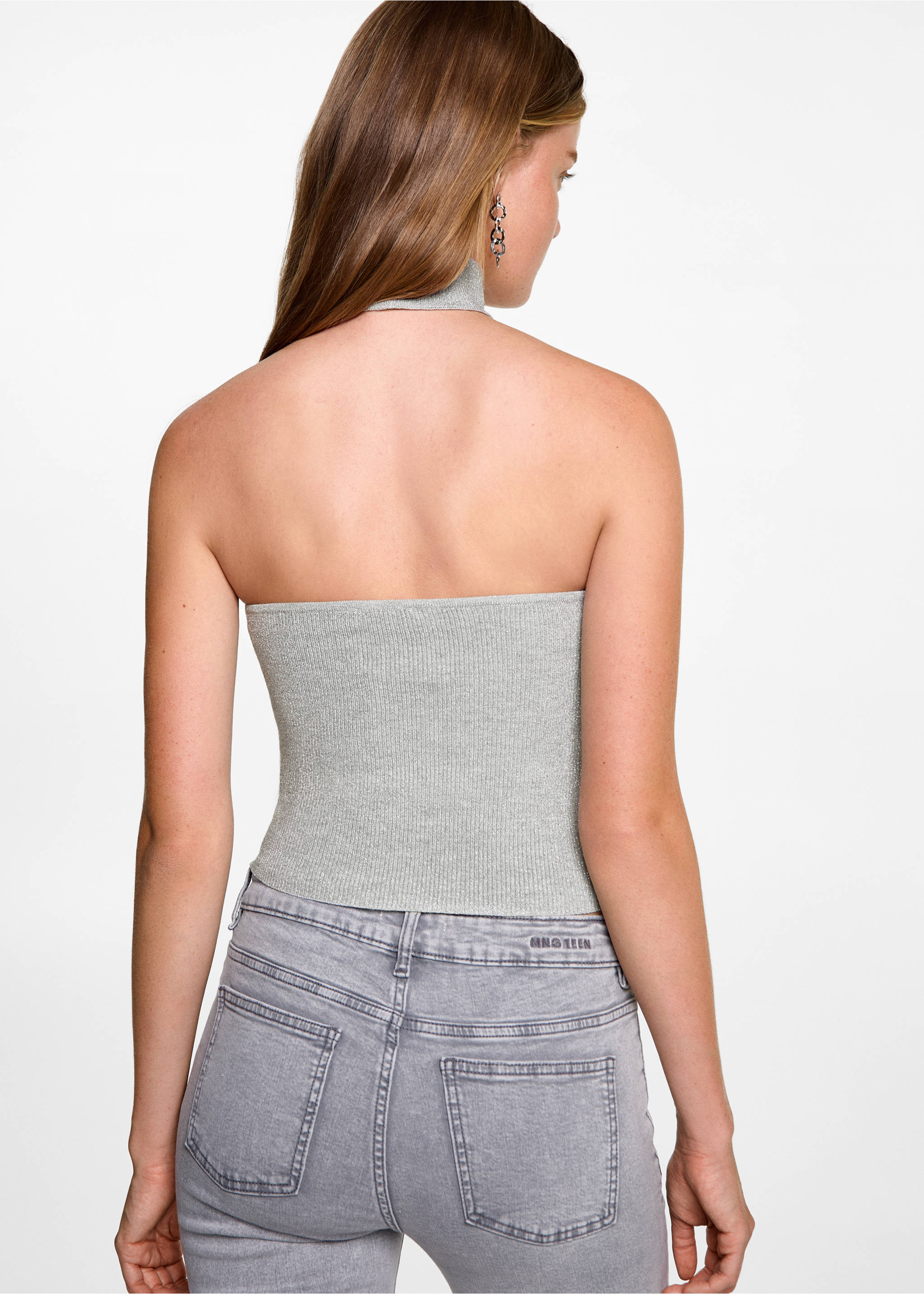 Top lurex choker - Reverso del artículo, Plata. Ref: 77066737-00.