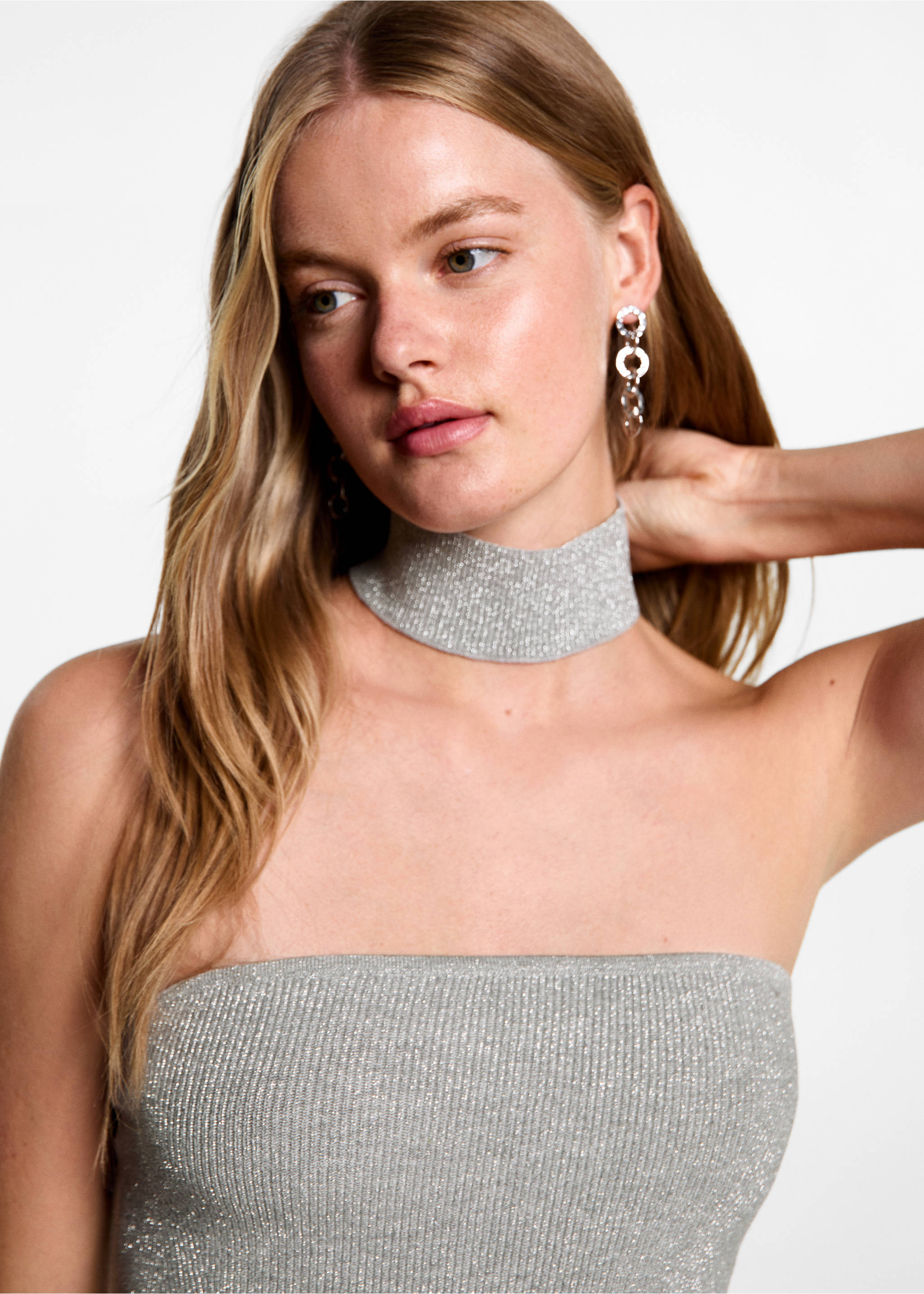 Top lurex choker - Detalle del artículo 1, Plata. Ref: 77066737-00.