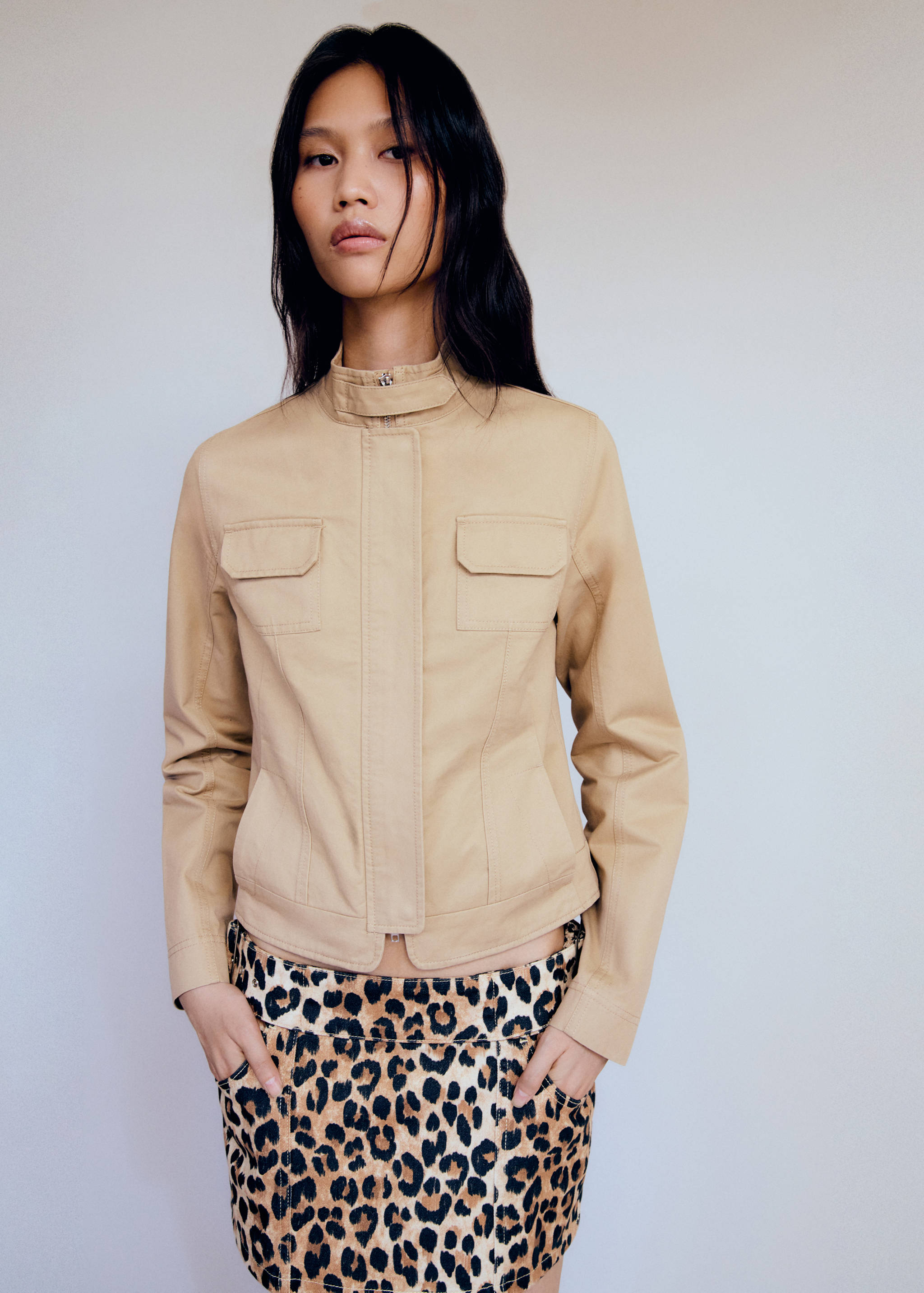 Leopard-print denim mini-skirt - Details of the article 1