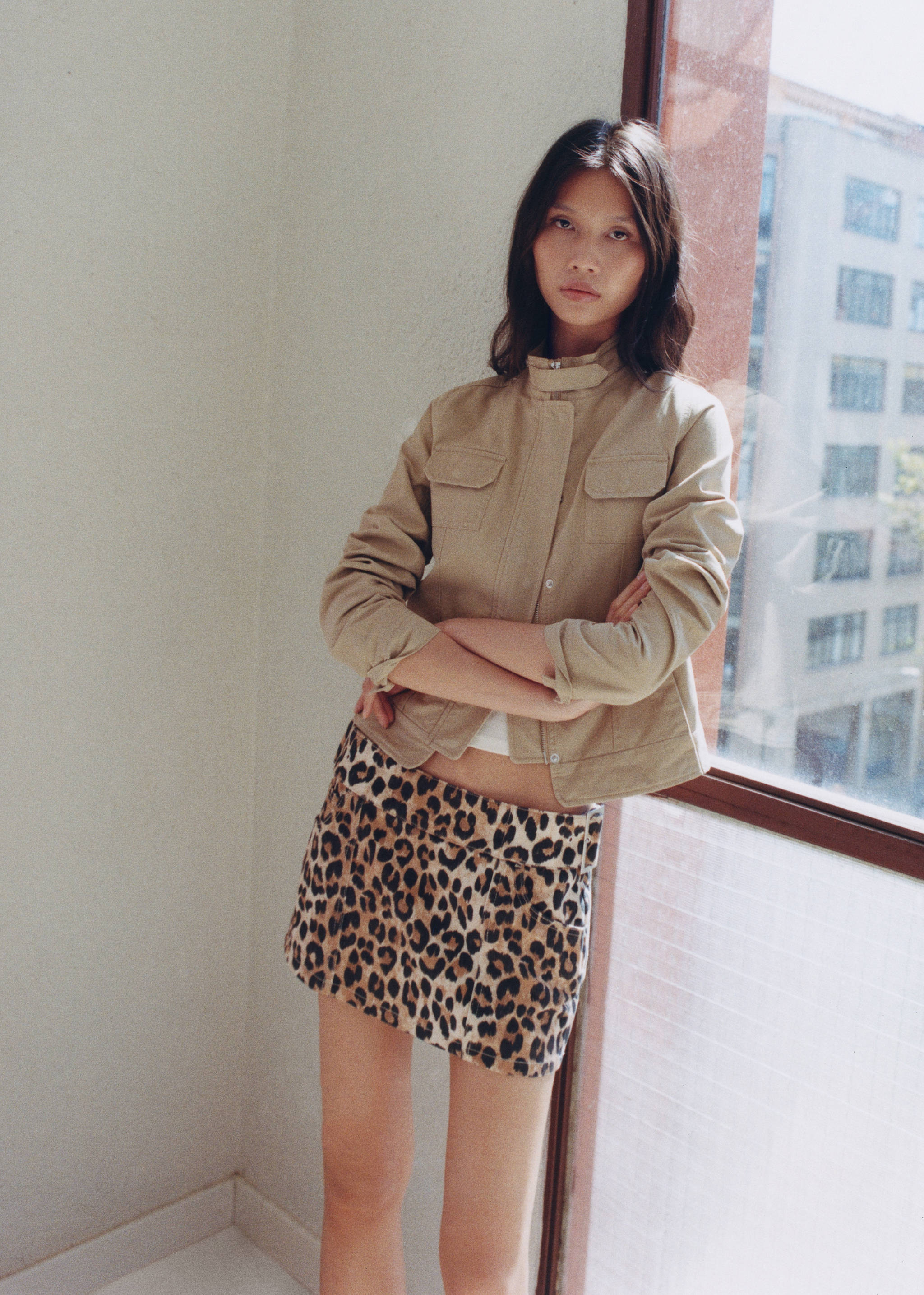 Leopard-print denim mini-skirt - Details of the article 7