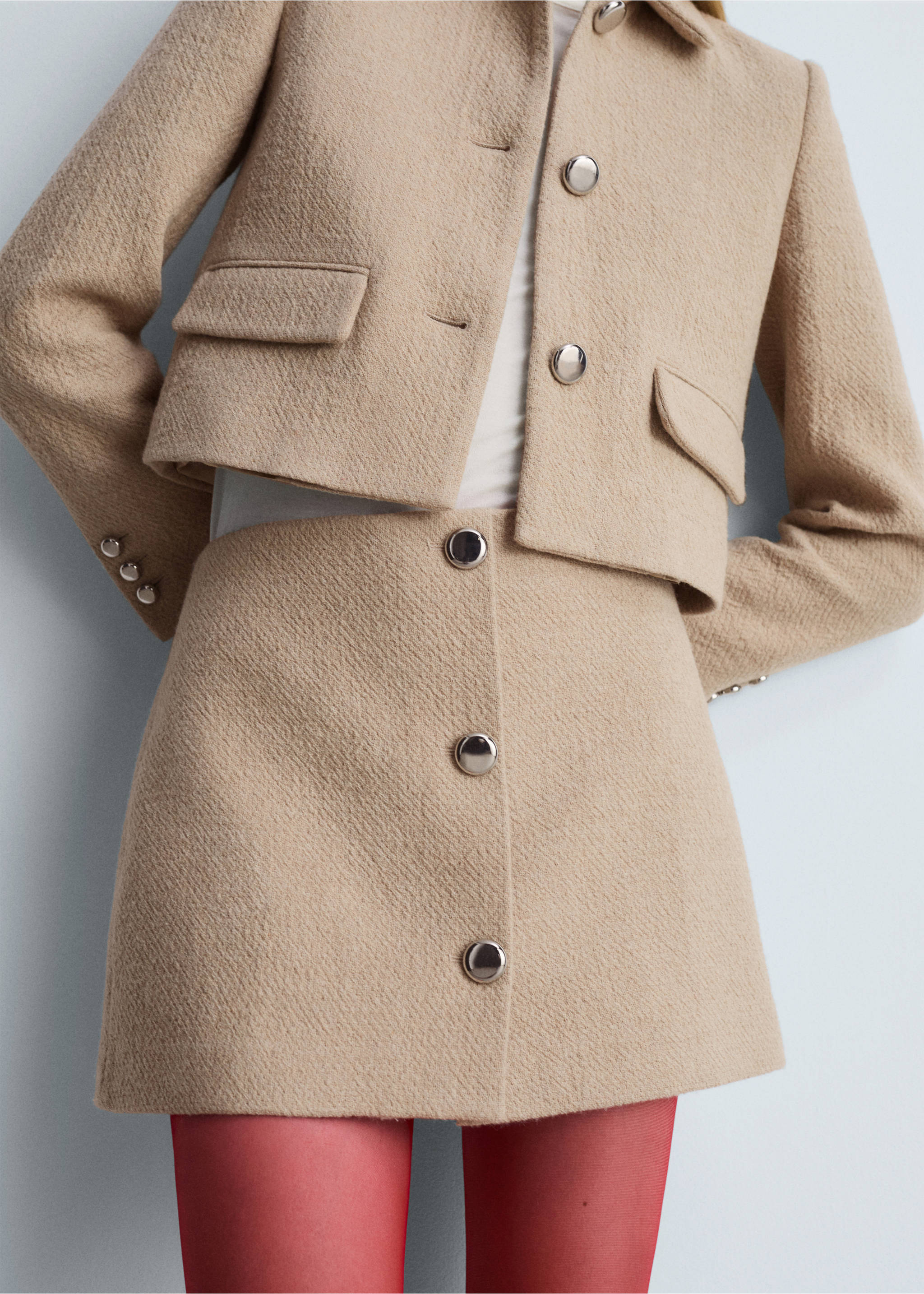 Button detail miniskirt - Medium plane, Medium Brown. Ref: 77066761-00.