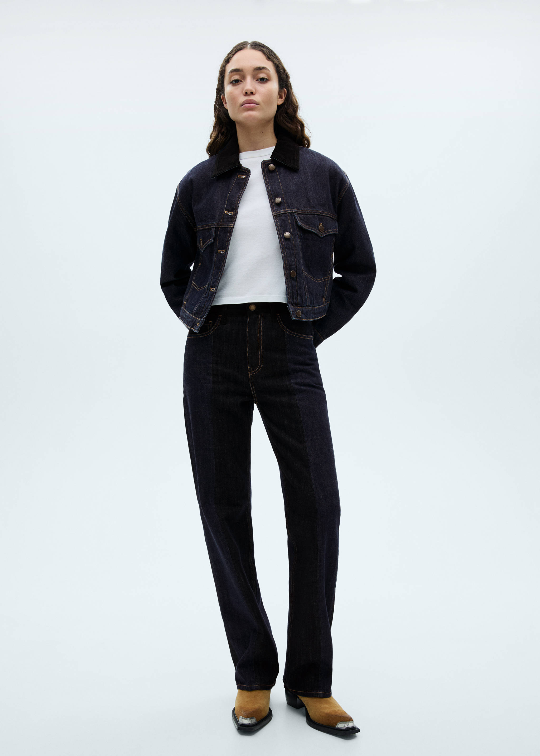 Cazadora vaquera cuello contraste - Plano general