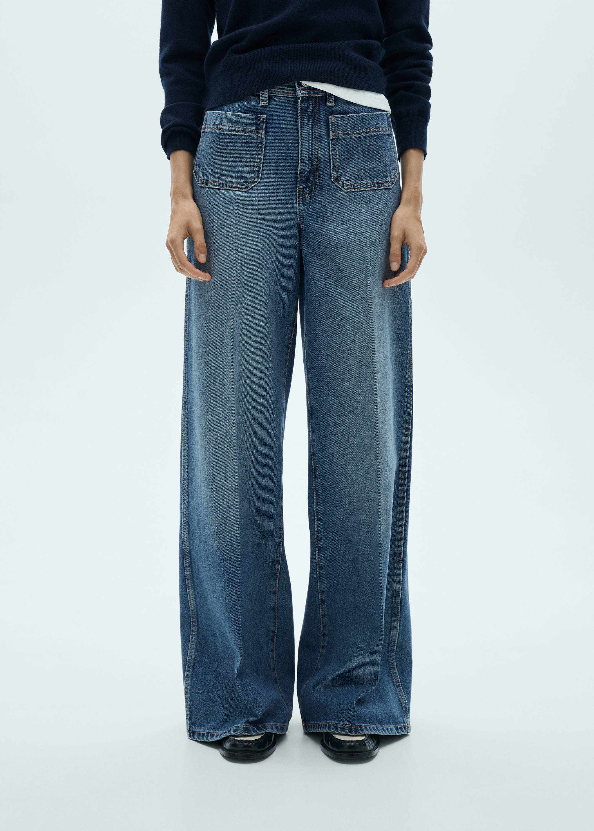 Wide leg jeans with pockets - Medium plane