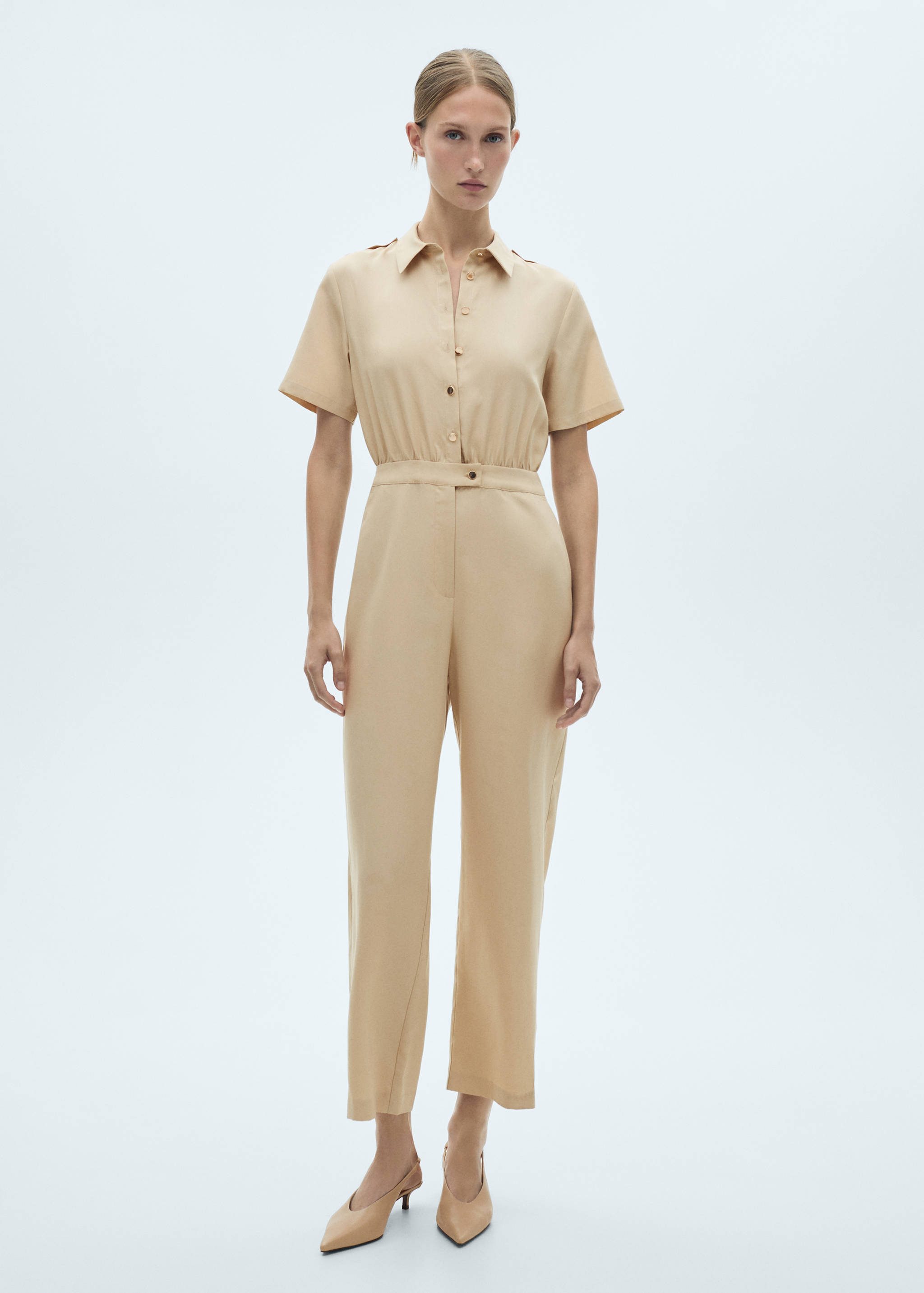 Lyocell shirt-collar jumpsuit - General plane