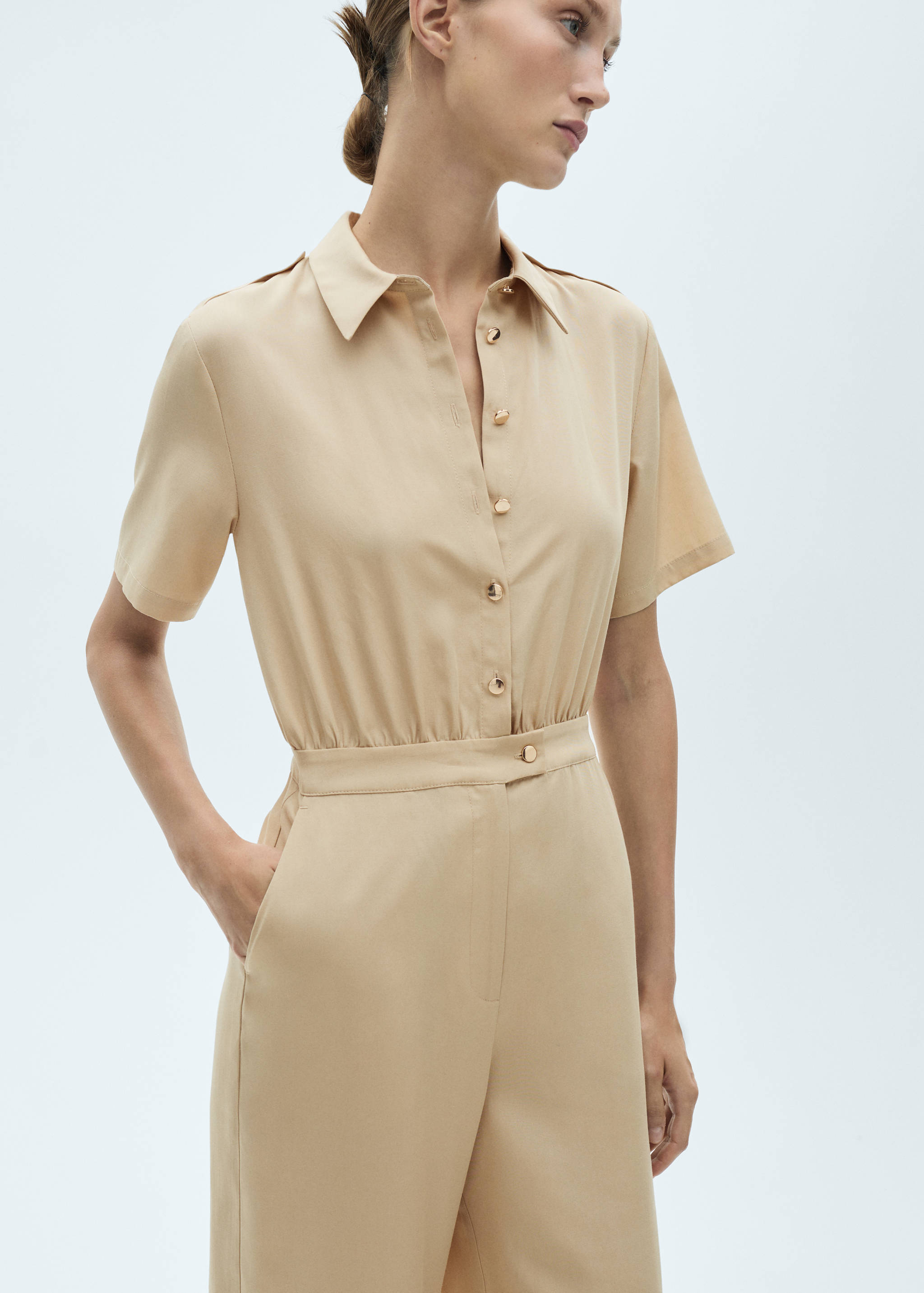 Lyocell shirt-collar jumpsuit - Medium plane