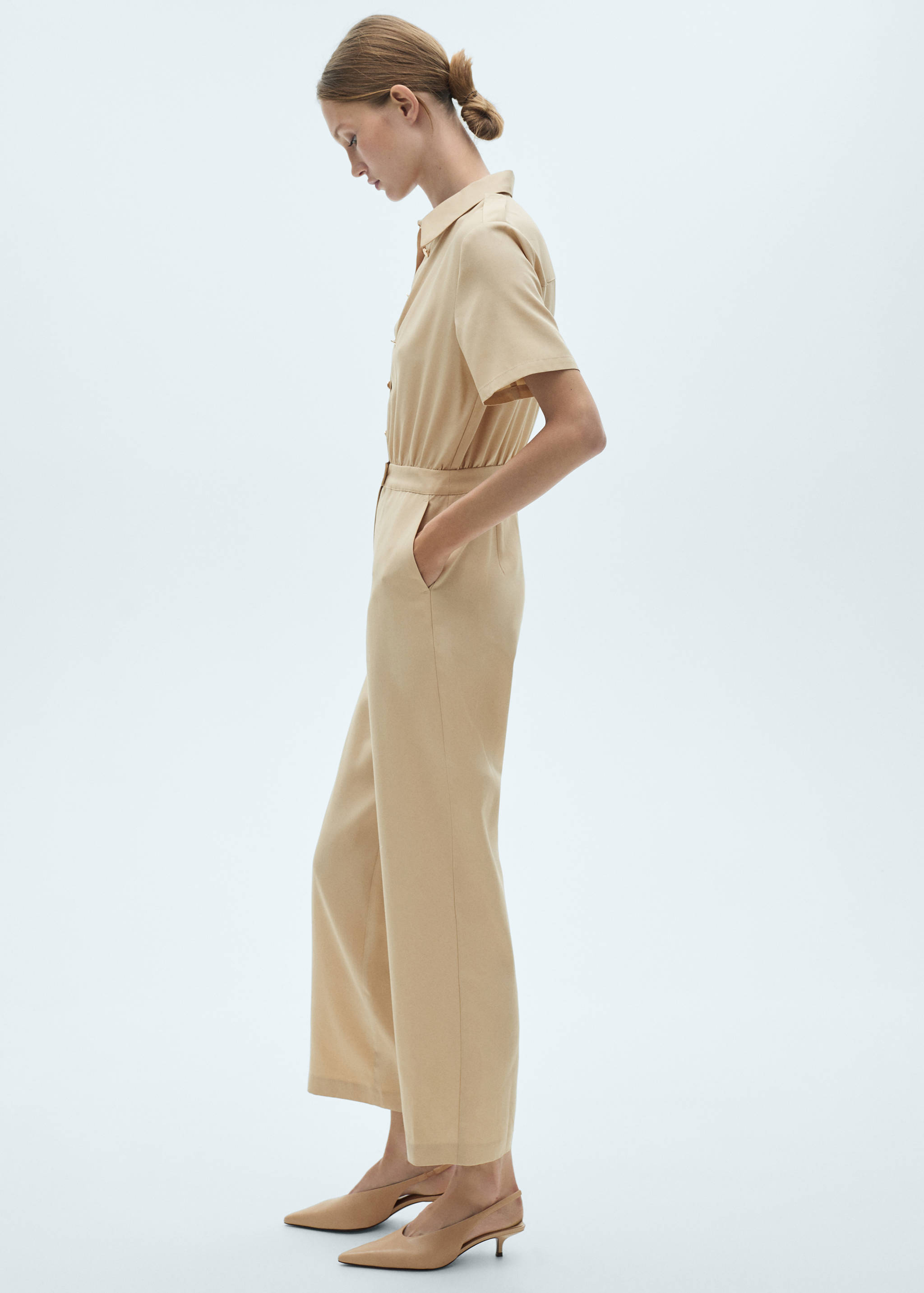 Lyocell shirt-collar jumpsuit - Details of the article 2