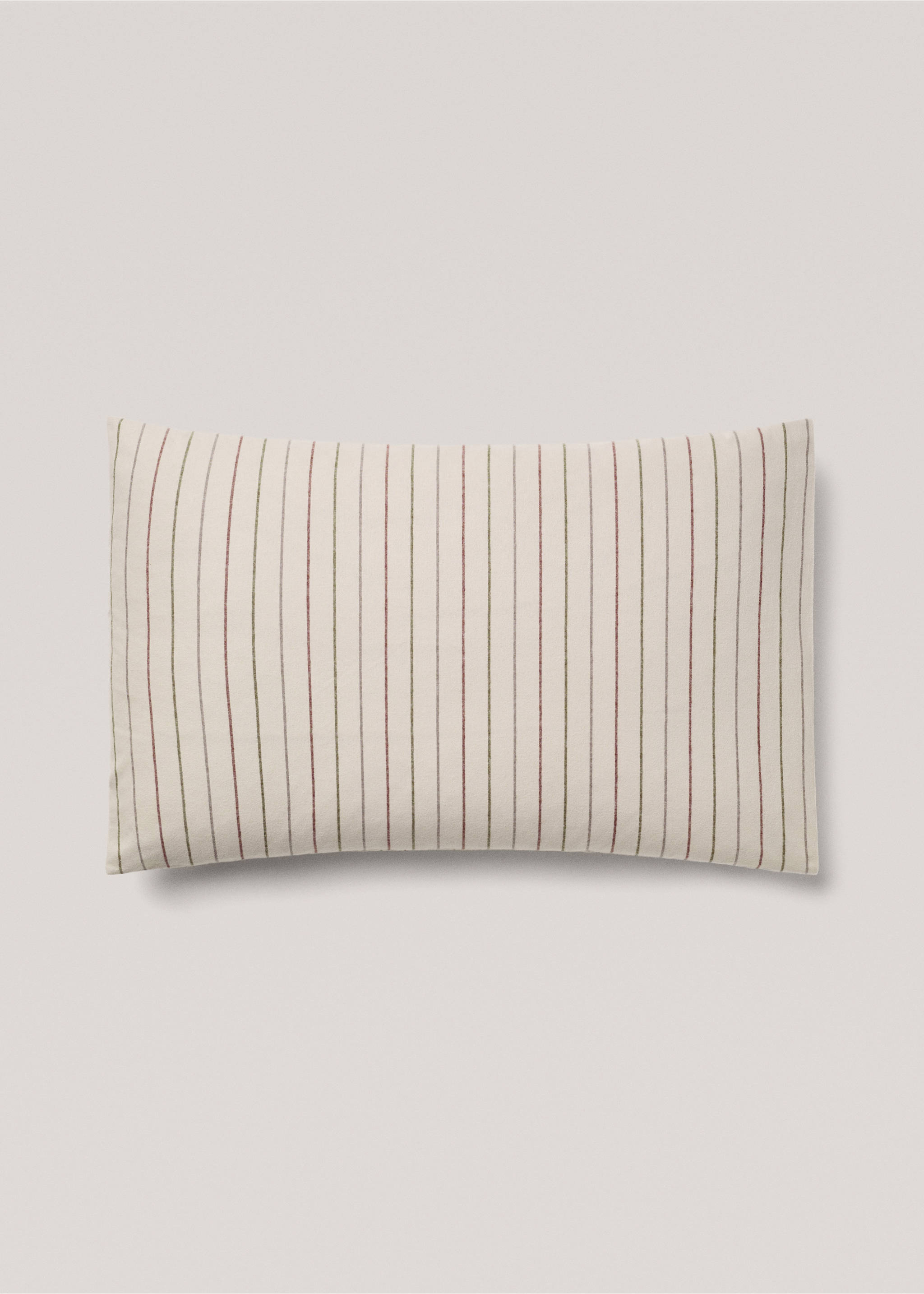 Reversible checkered flannel pillowcase 50x75cm - Article without model, Beige. Ref: 77067653-00.