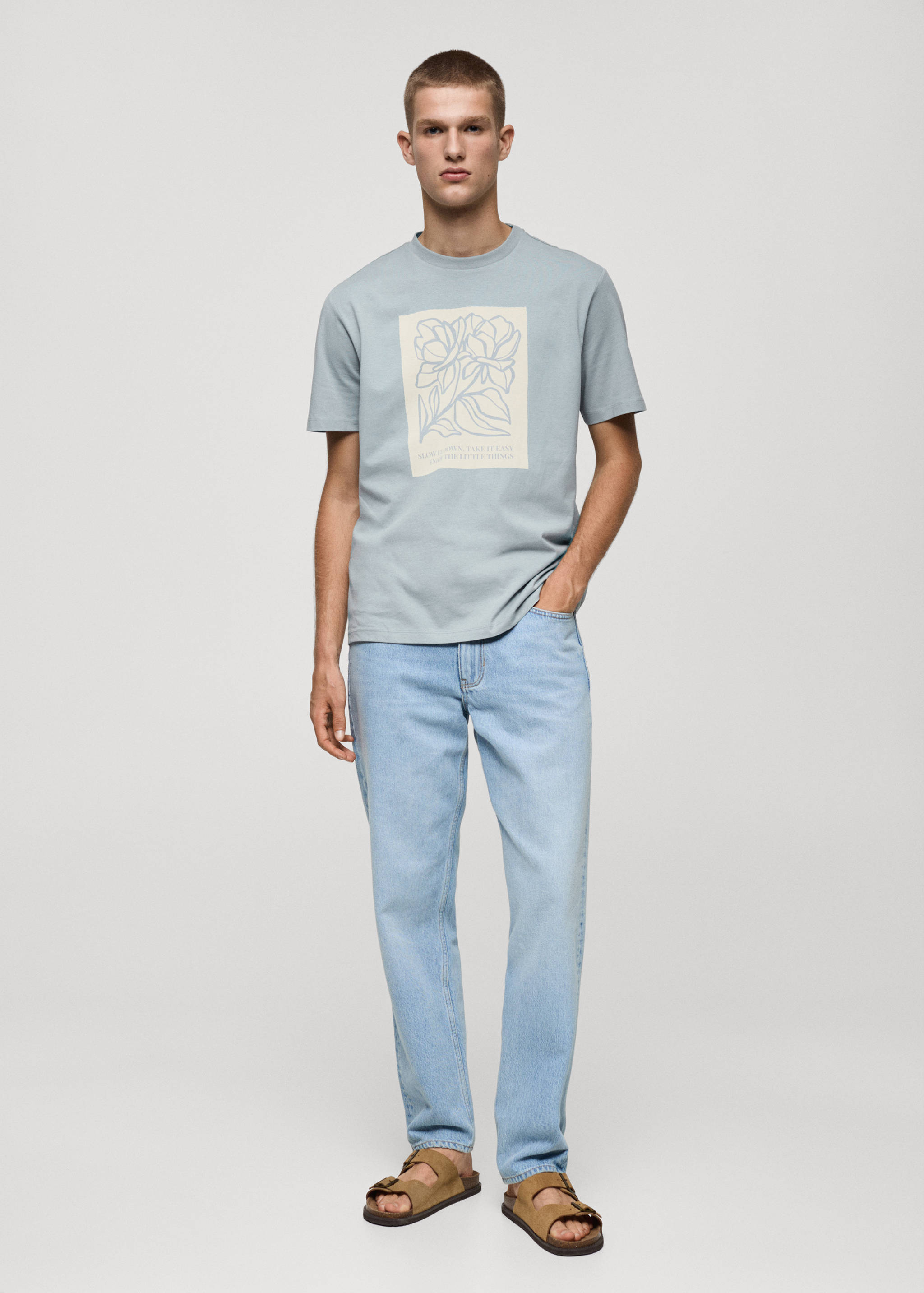 Camiseta 100% algodón estampado pecho - Plano general