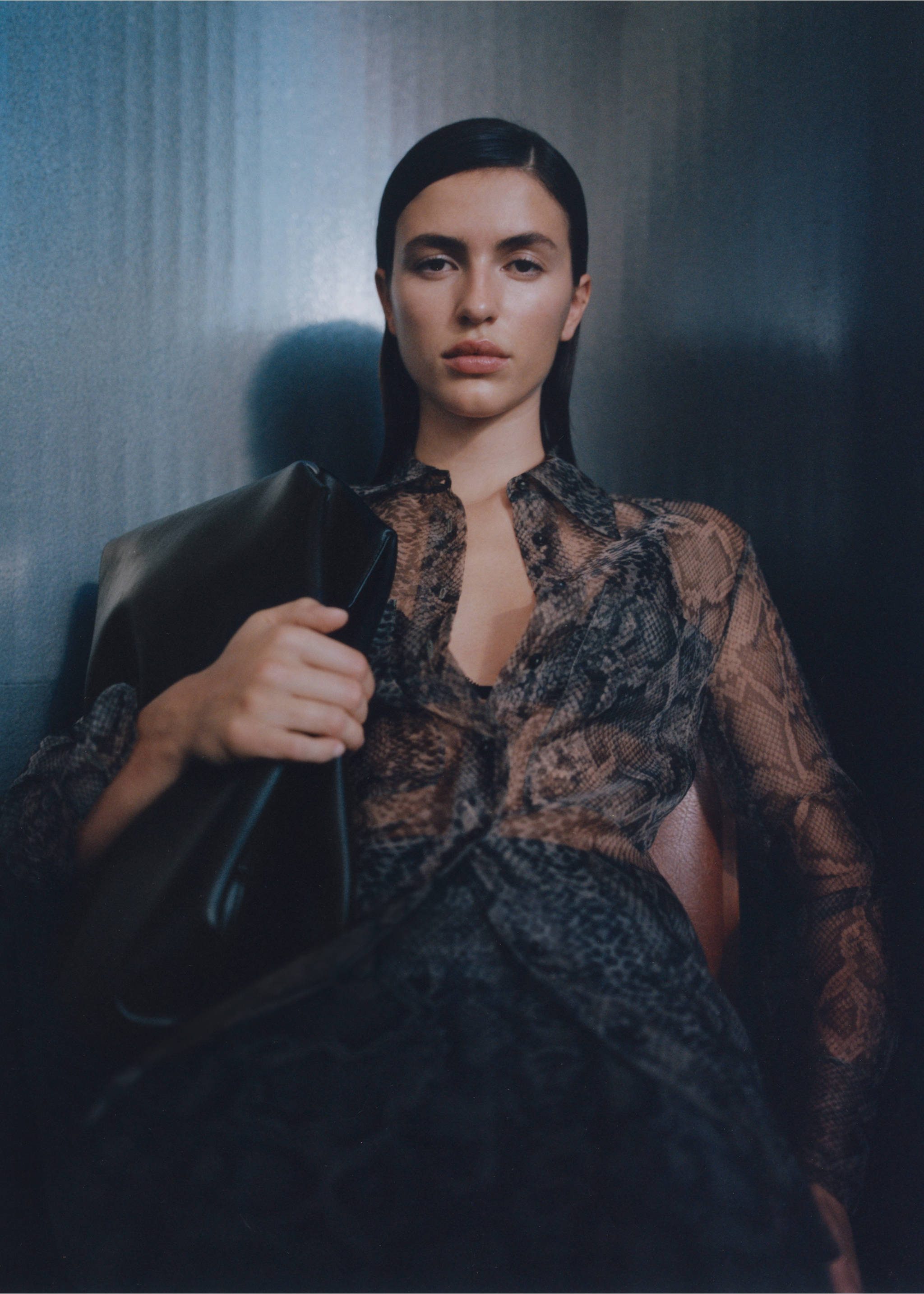 Halftransparante organza blouse met animal print - Detail van het artikel 7, Ecru. Ref: 77067666-00.