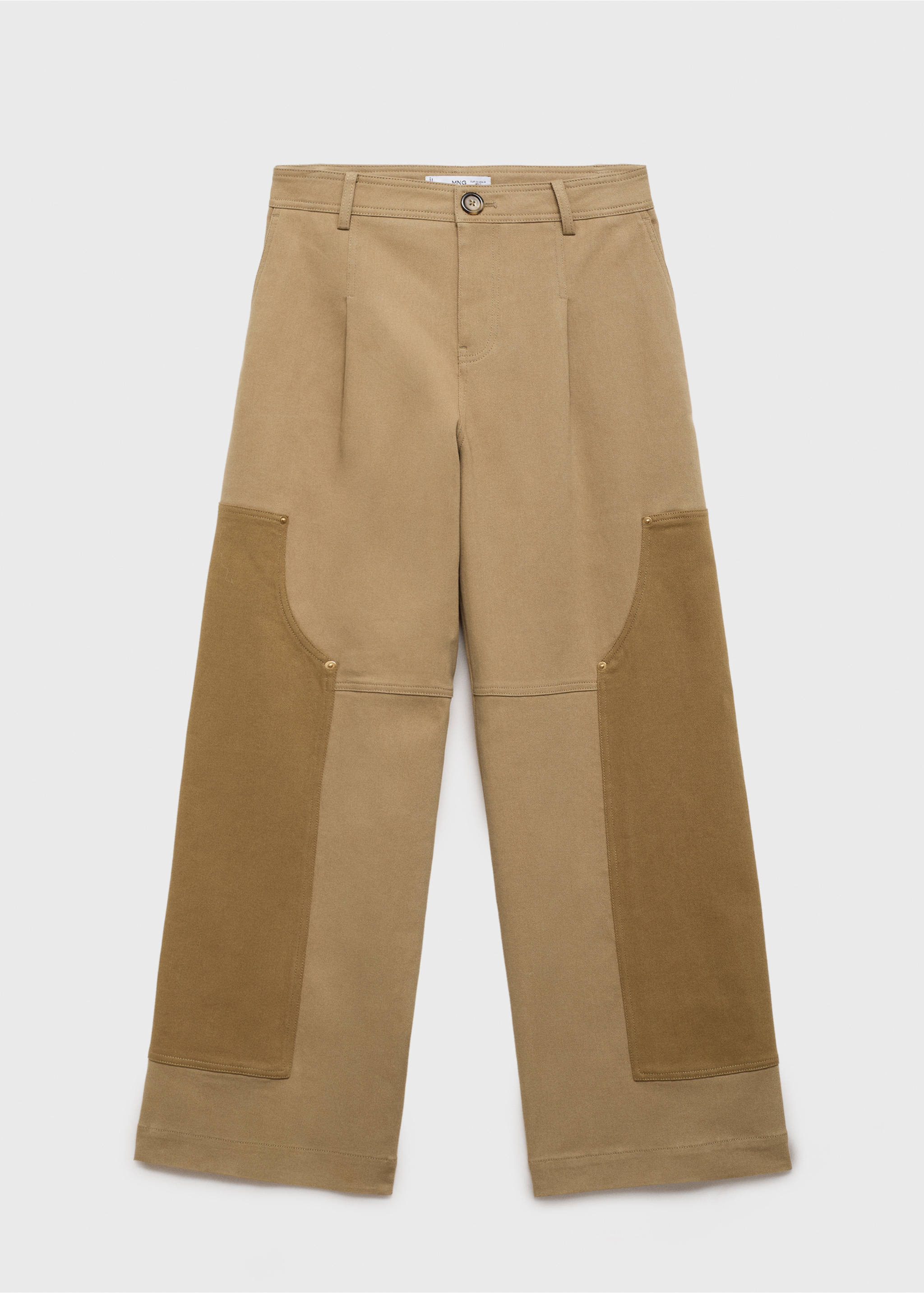 Contrasting panels trousers - Article without model, Beige. Ref: 77067670-00.