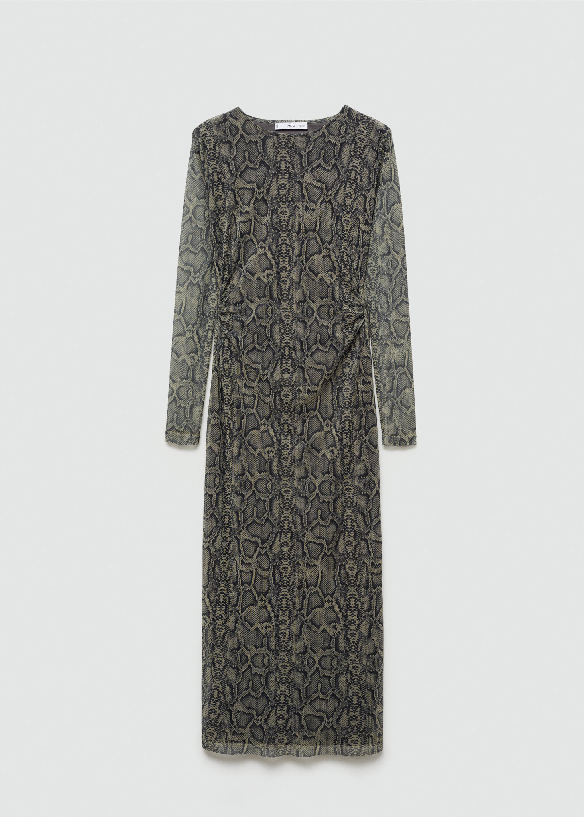 Animal-print mesh dress - Article without model, Grey. Ref: 77067677-00.