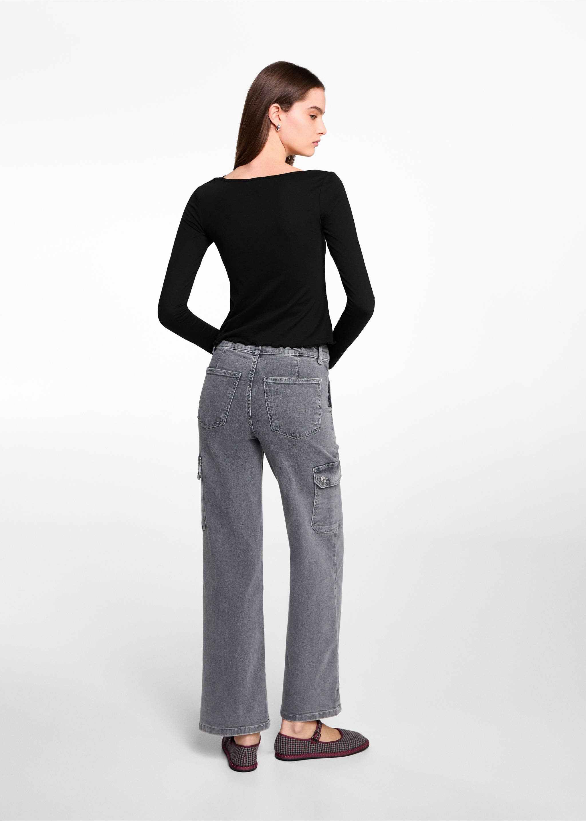 Längärmliges Träger-T-Shirt - Rückseite des Artikels, Schwarz. Ref: 77067687-00.