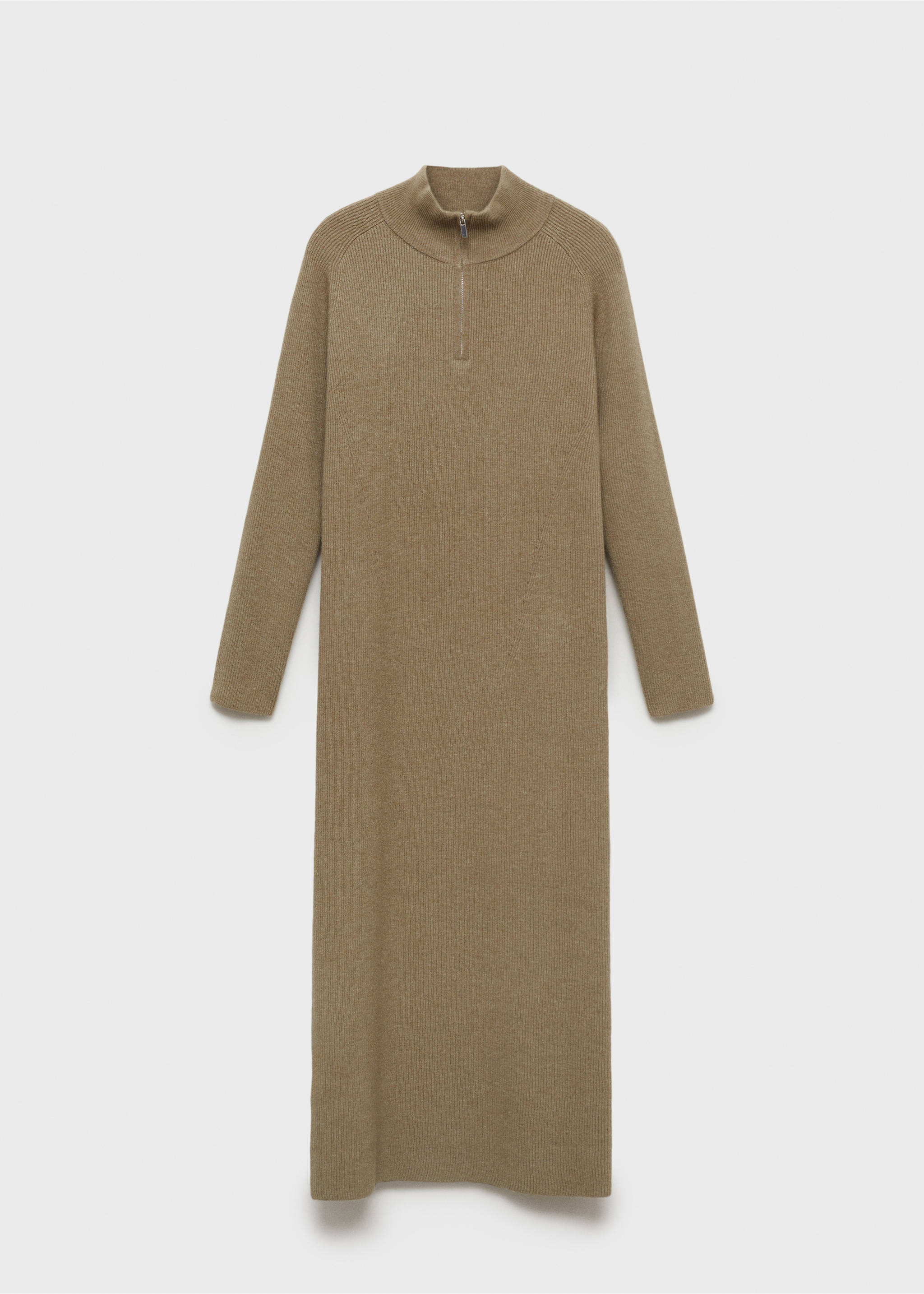 Zip Knitted dress - Article without model, Khaki. Ref: 77067698-00.