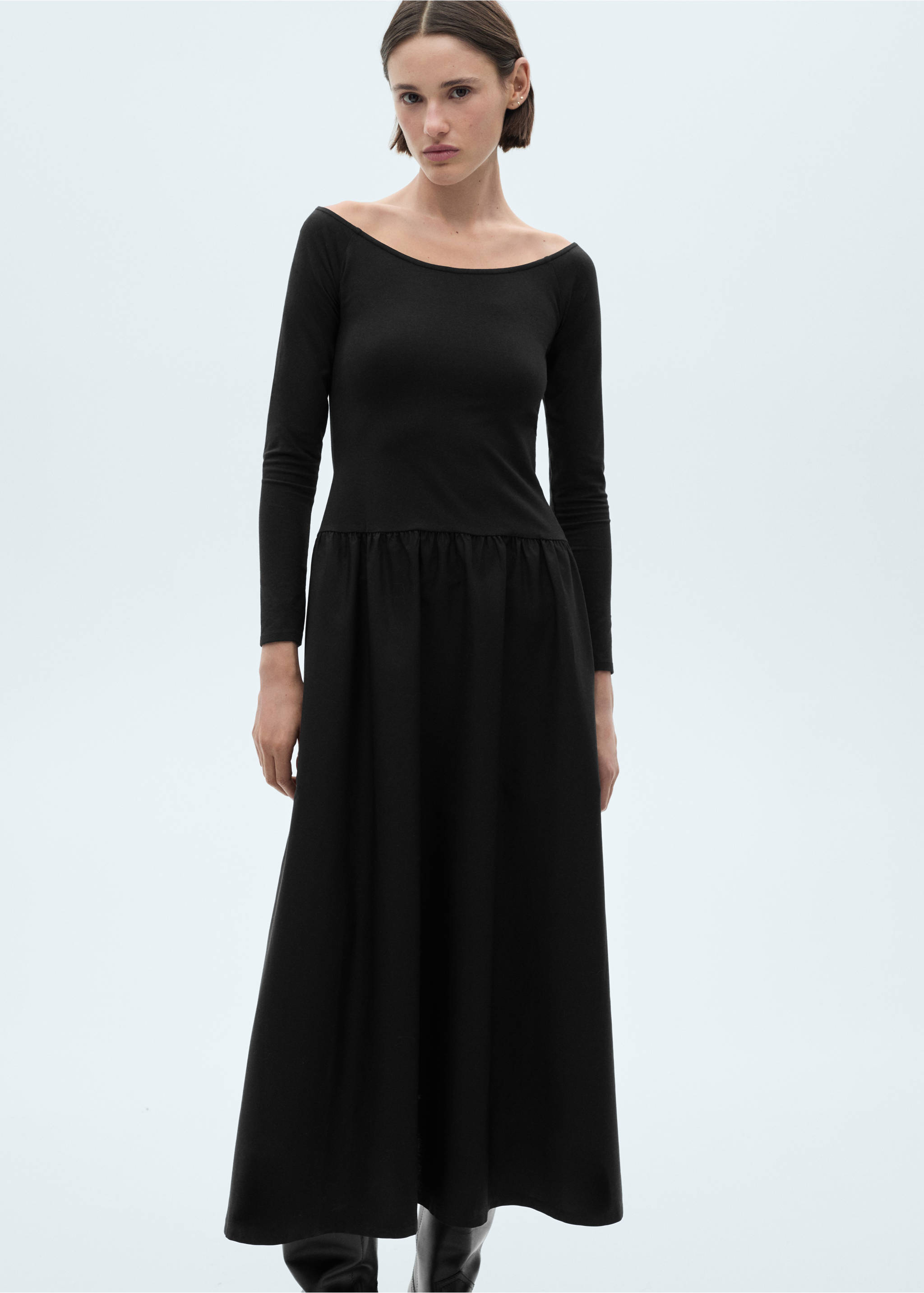 A-line dress - Medium plane, Black. Ref: 77067718-00.