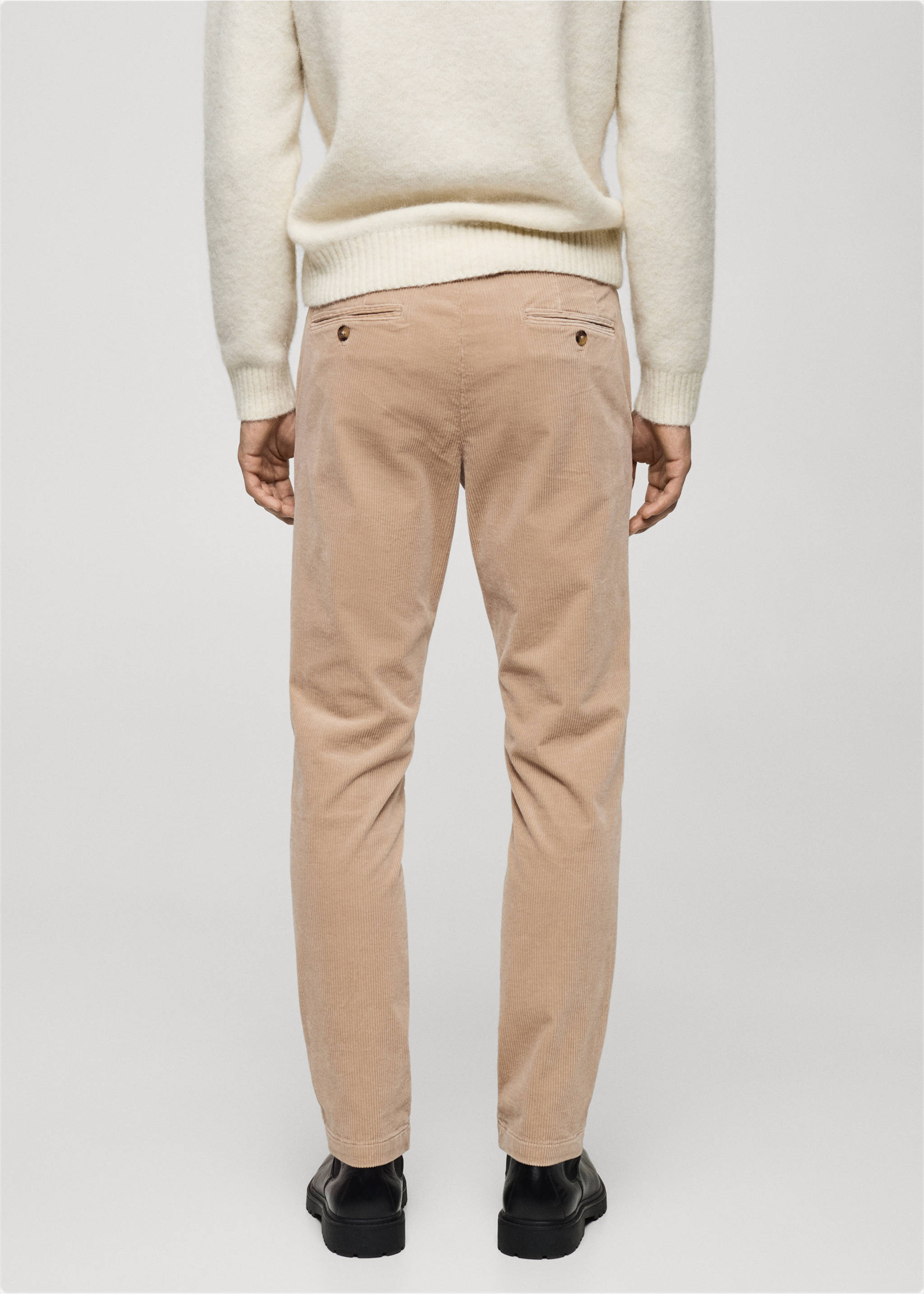 Pantalon velours côtelé slim-fit - Verso de l’article, Beige. Ref: 77067913-00.
