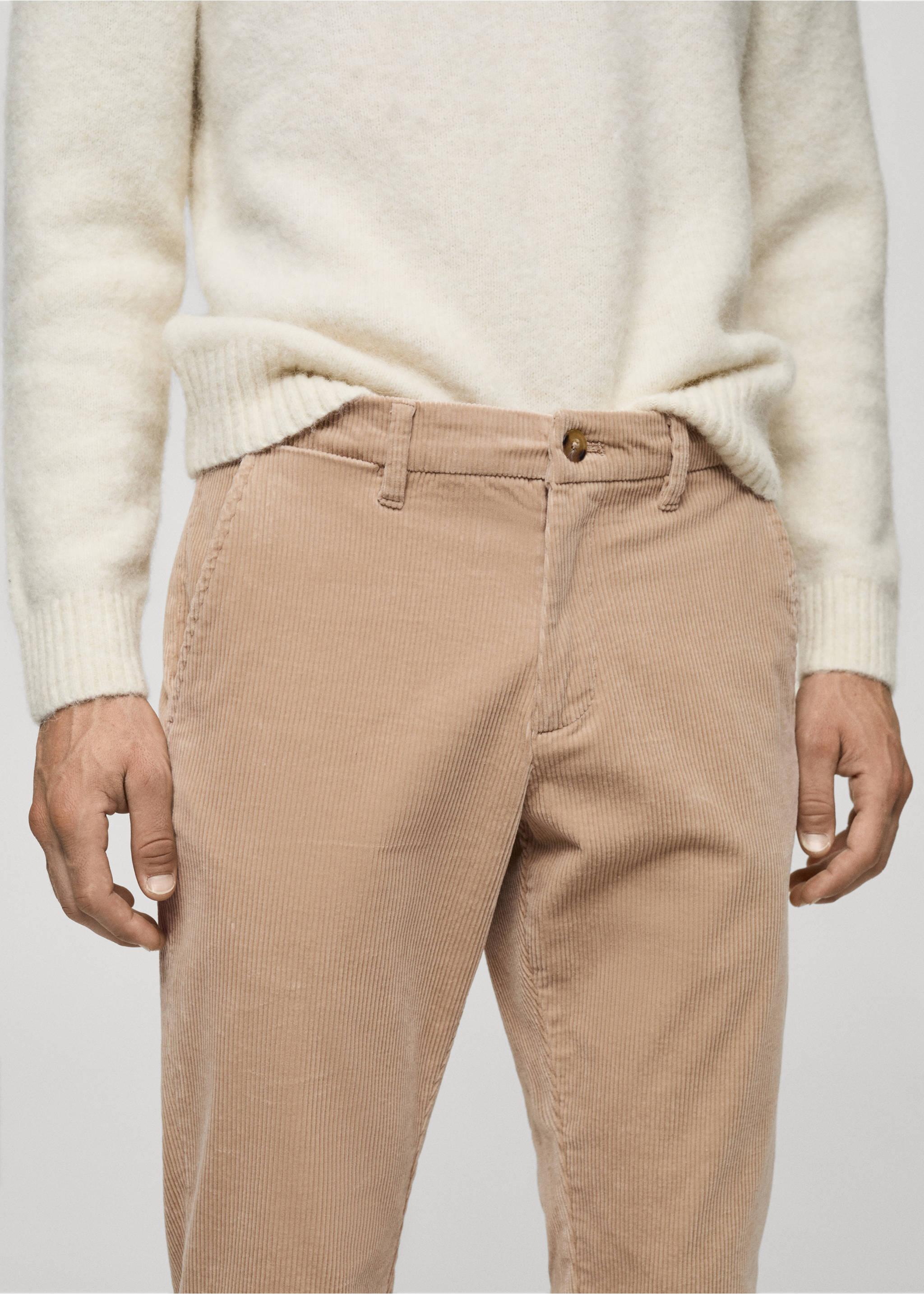 Pantalon velours côtelé slim-fit - Détail de l'article 1, Beige. Ref: 77067913-00.