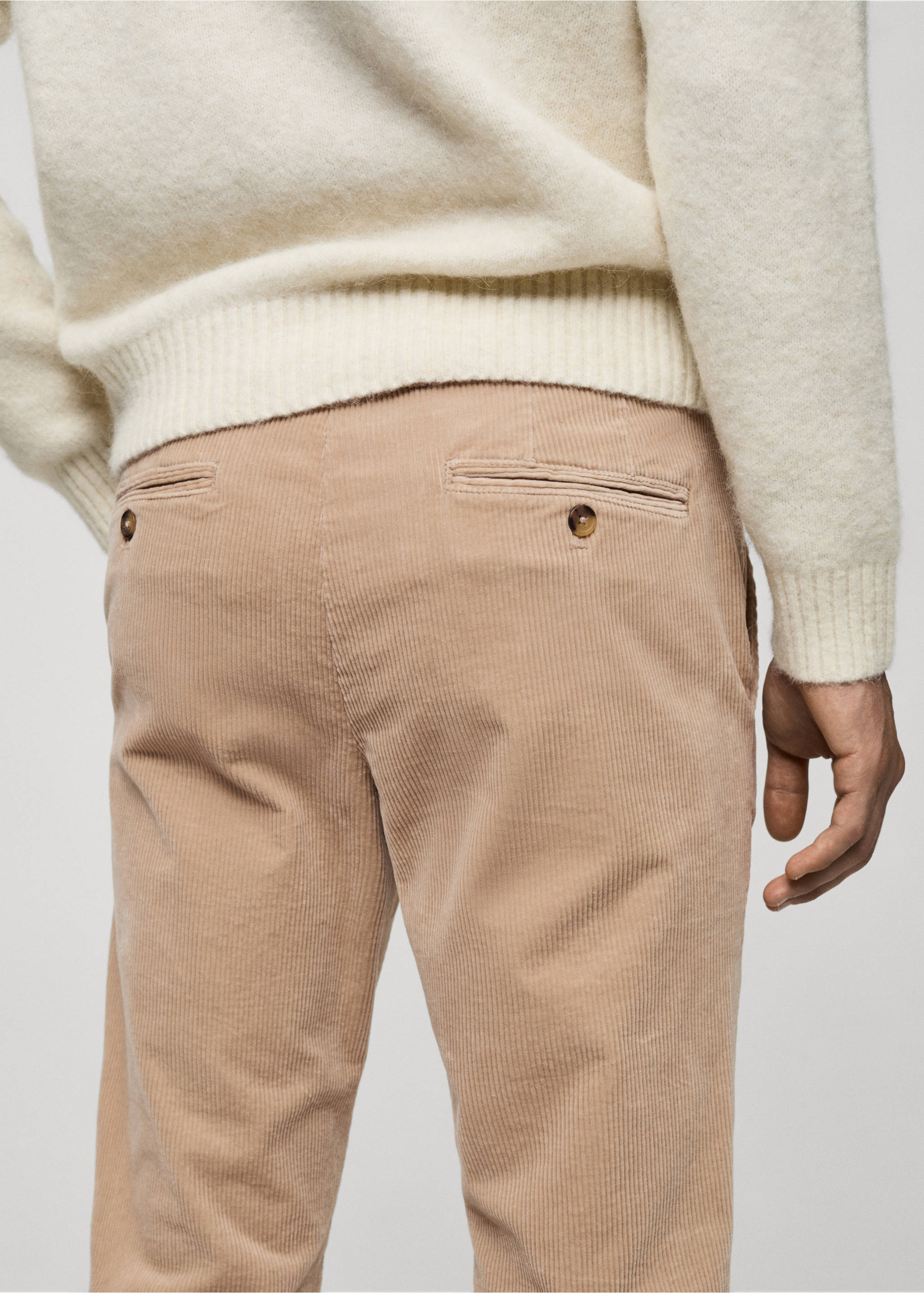 Pantalon velours côtelé slim-fit - Détail de l'article 6, Beige. Ref: 77067913-00.