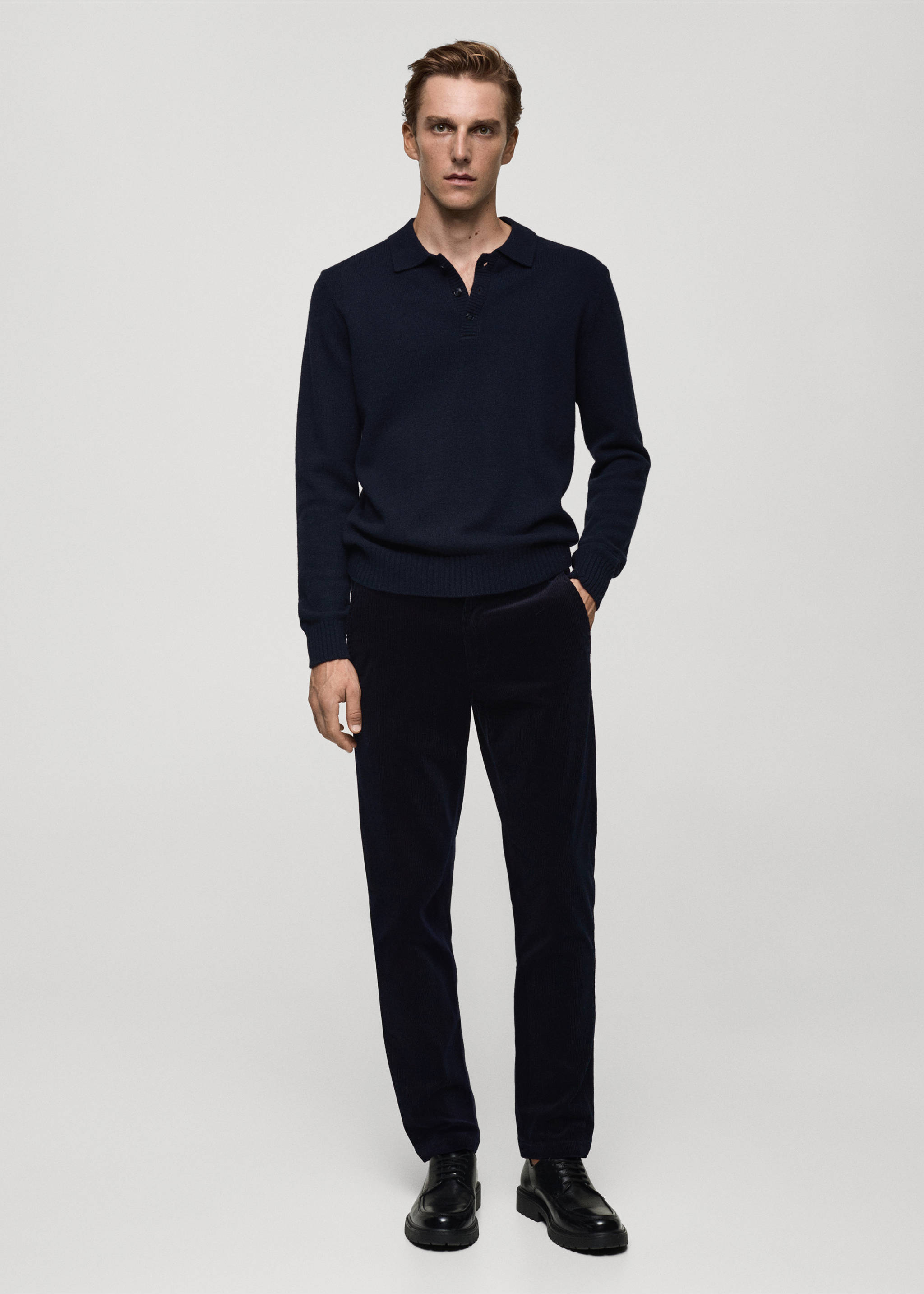 Corduroy slim-fit trousers - General plane, Dark Navy. Ref: 77067913-00.
