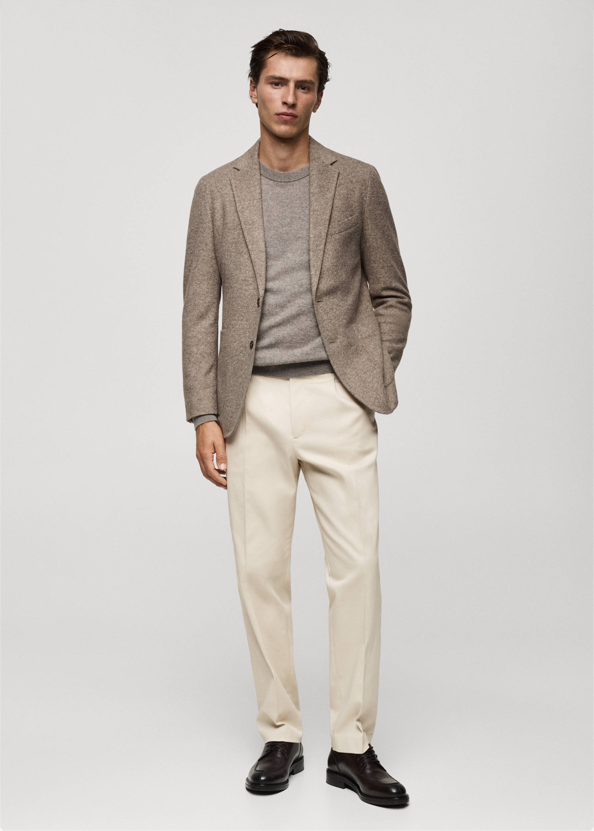 Italian virgin wool flannel tailored jacket - General plane