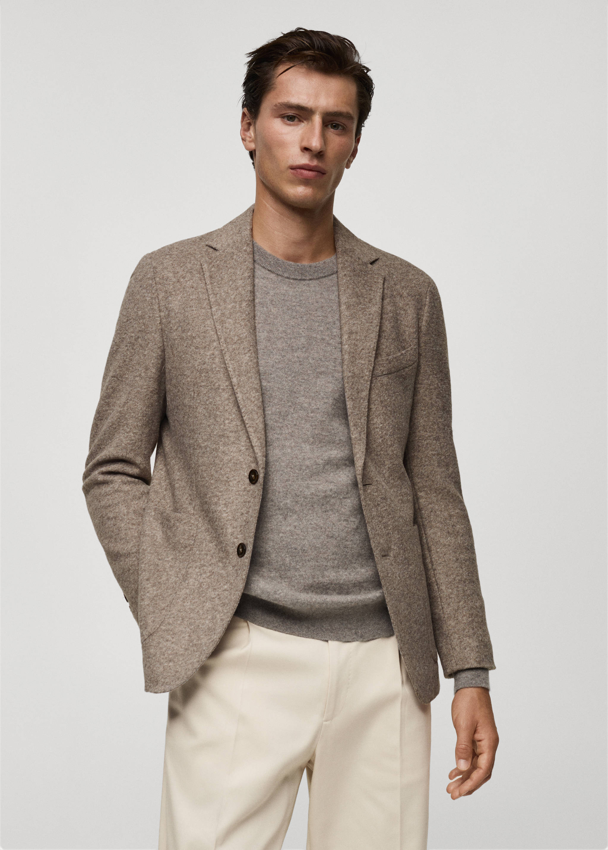Italian virgin wool flannel tailored jacket - Medium plane
