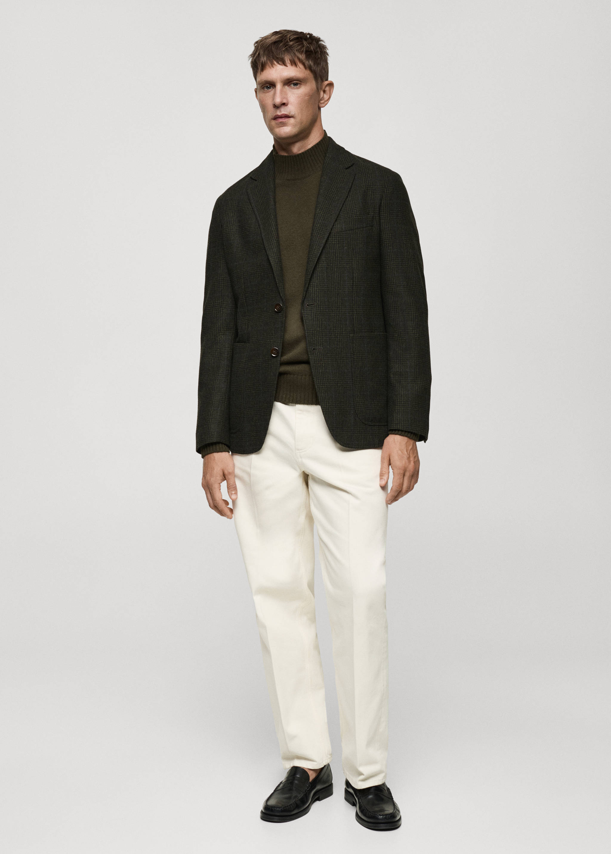 Wool-blend slim-fit suit jacket - General plane