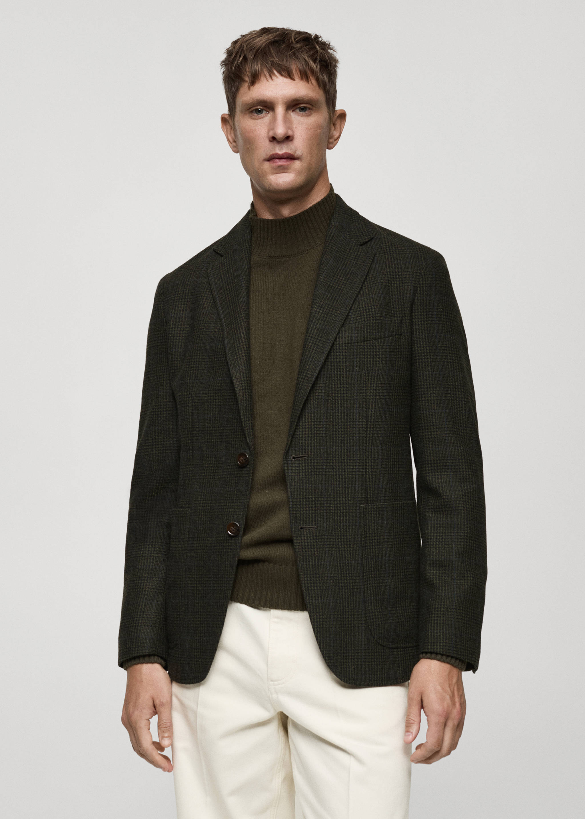 Wool-blend slim-fit suit jacket - Medium plane