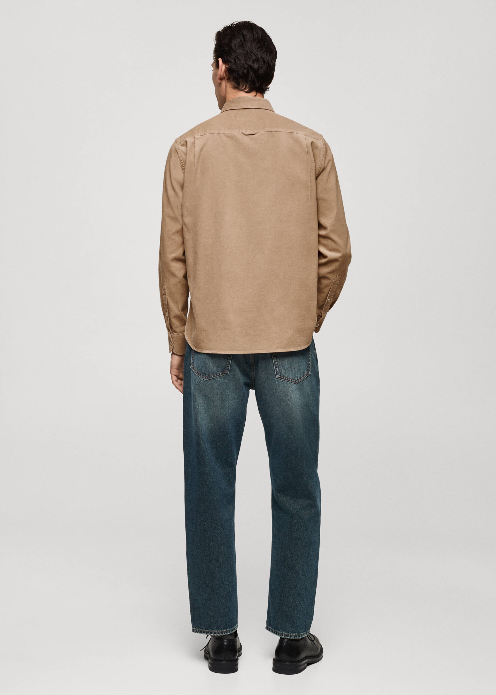 Classic-fit micro-corduroy shirt - Reverse of the article, Beige. Ref: 77067924-00.