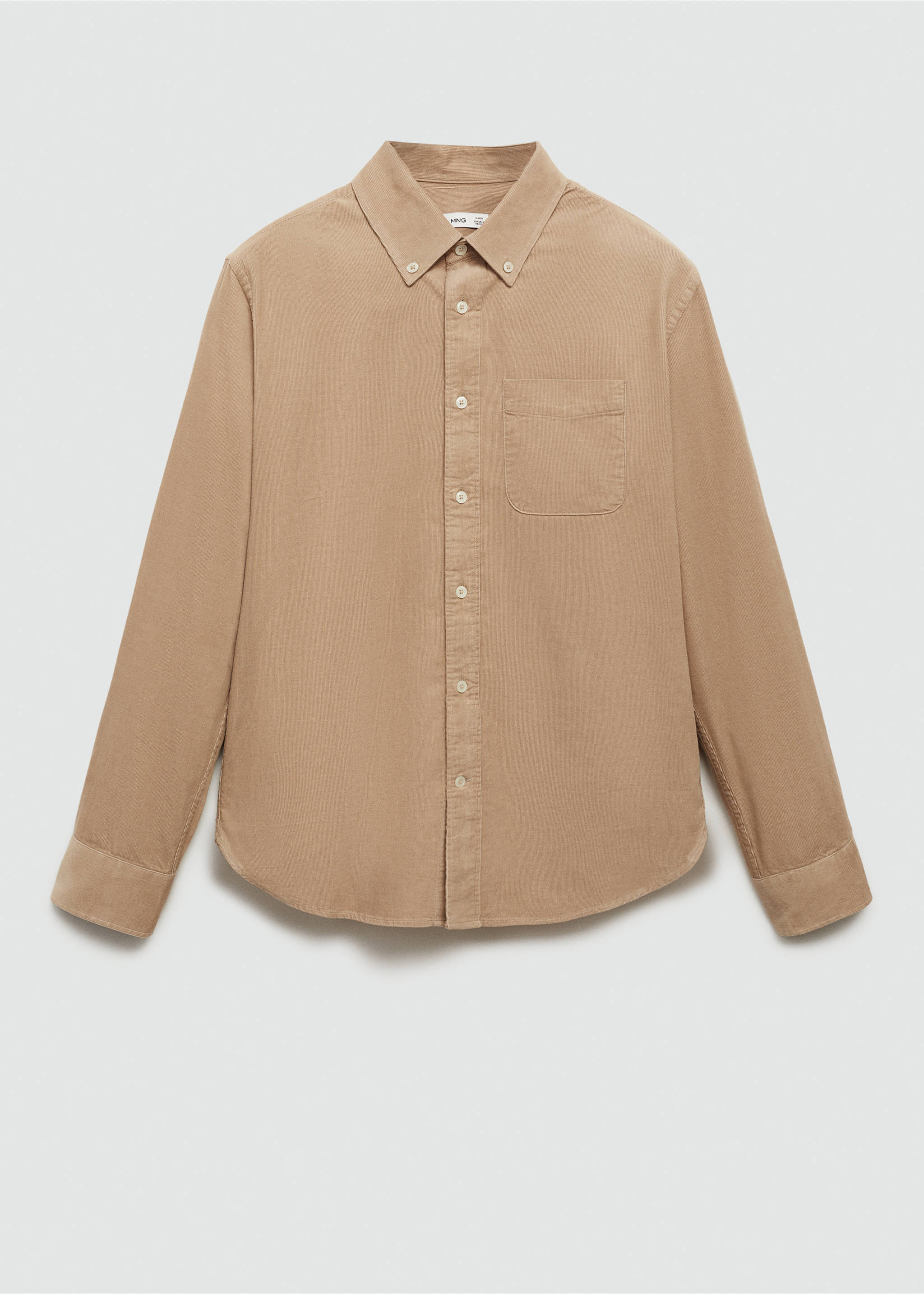 Classic-fit micro-corduroy shirt - Article without model, Beige. Ref: 77067924-00.