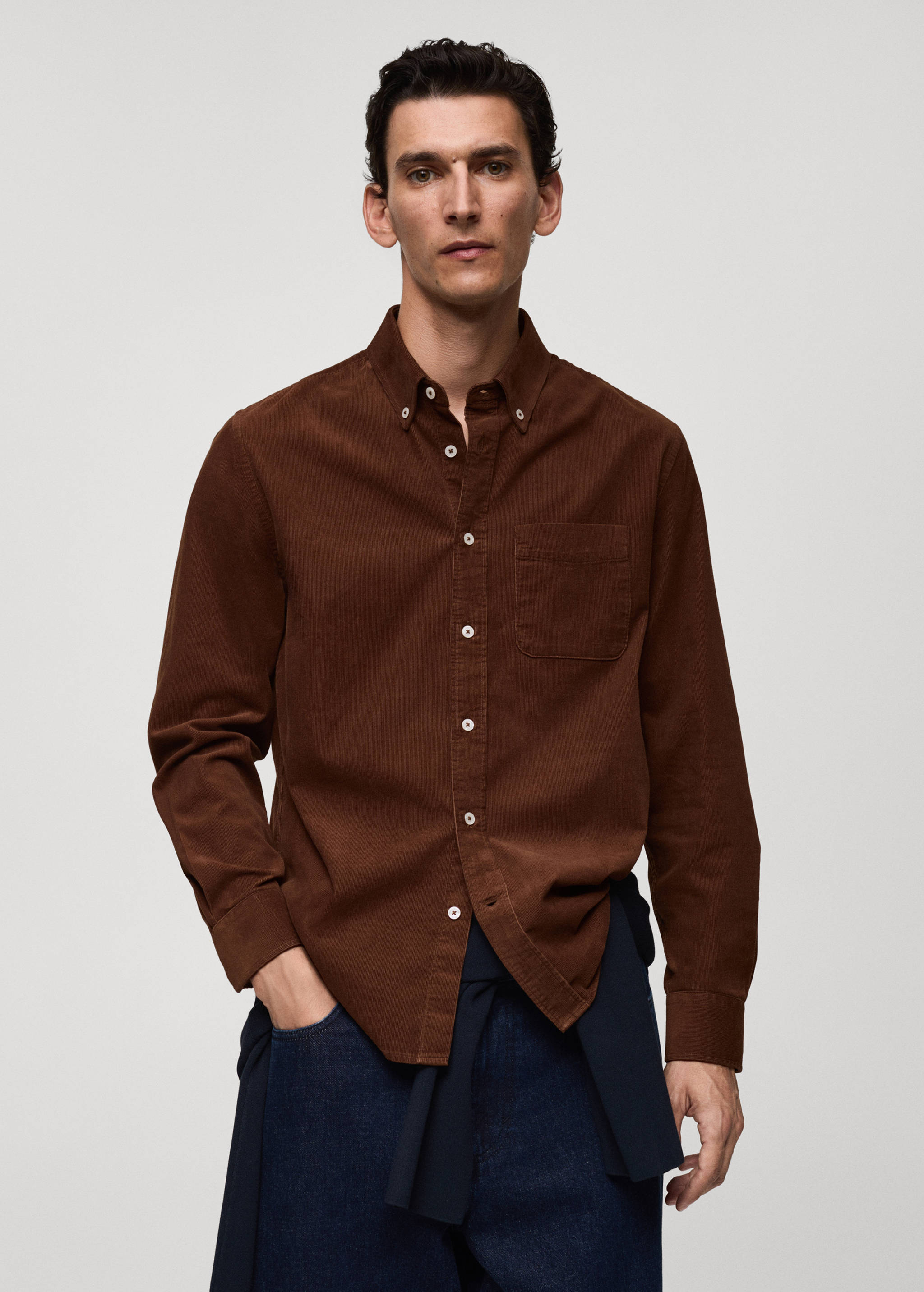 Classic-fit micro-corduroy shirt - Medium plane