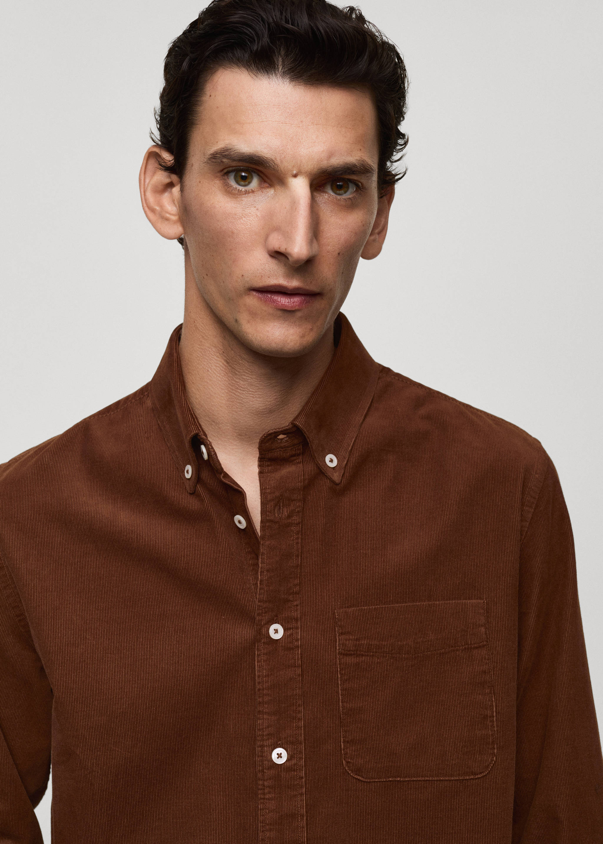 Classic-fit micro-corduroy shirt - Details of the article 1