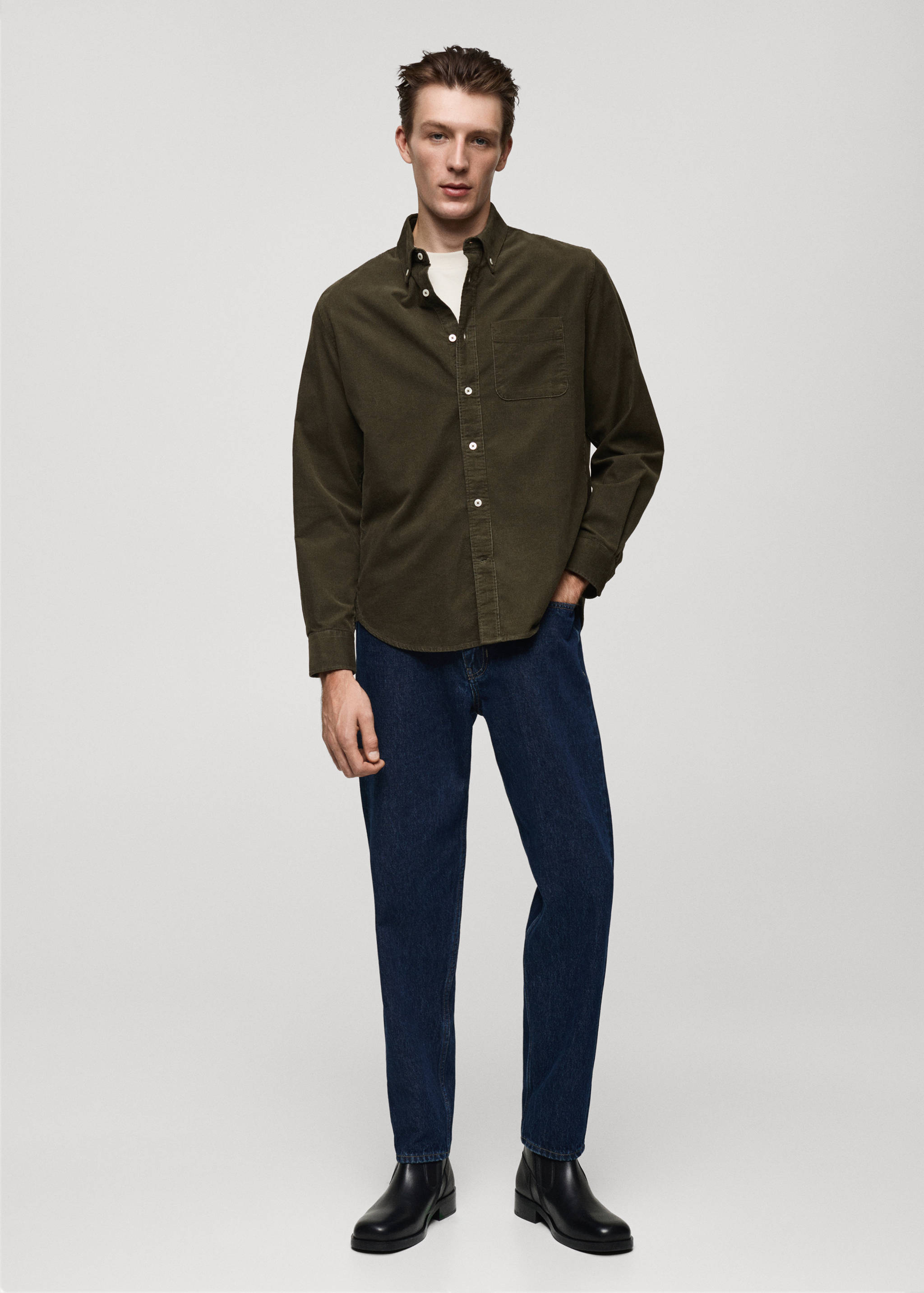 Classic-fit micro-corduroy shirt - General plane