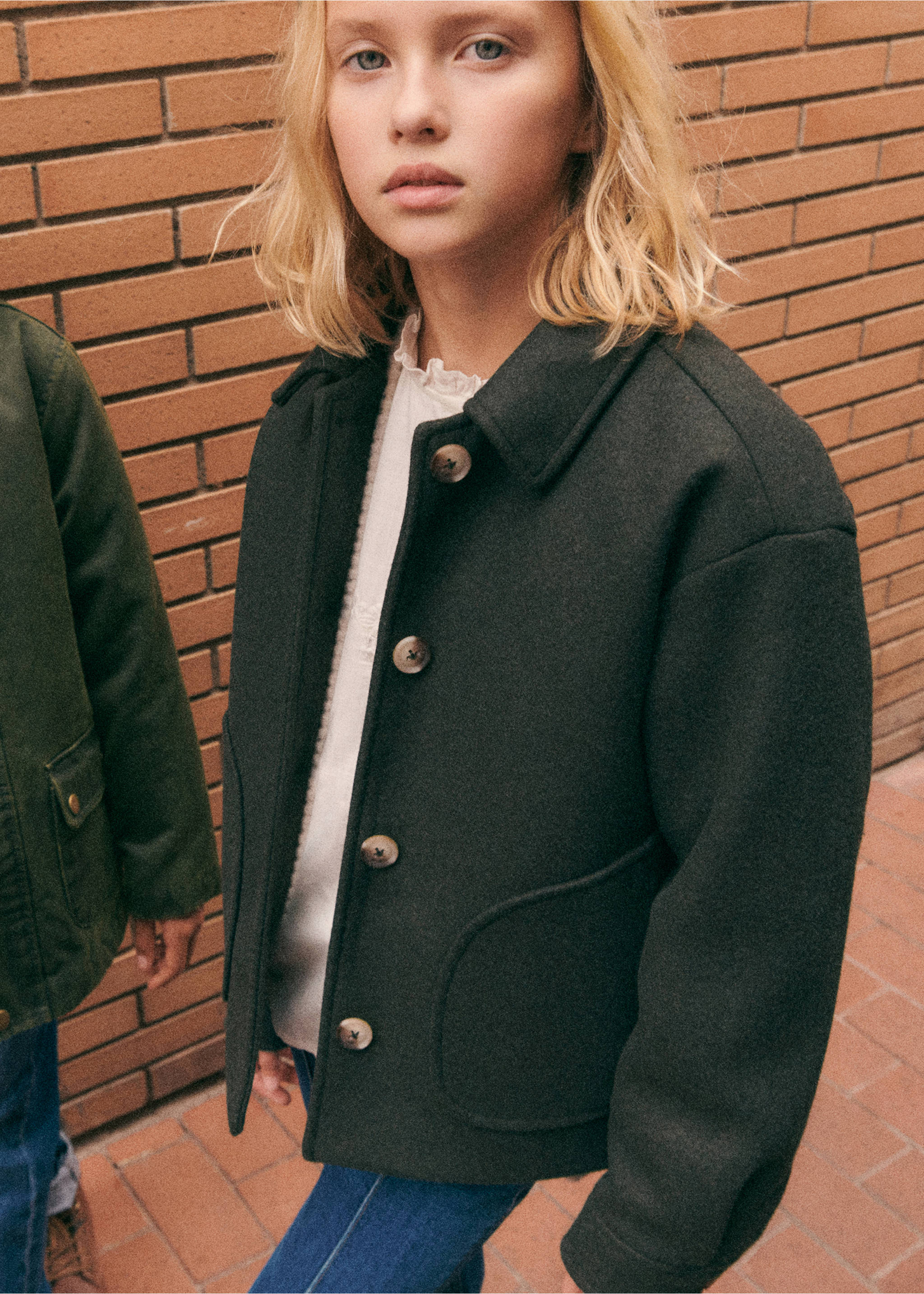 Kurzer Tuchmantel - Allgemeine Ansicht, Khaki. Ref: 77067925-00.