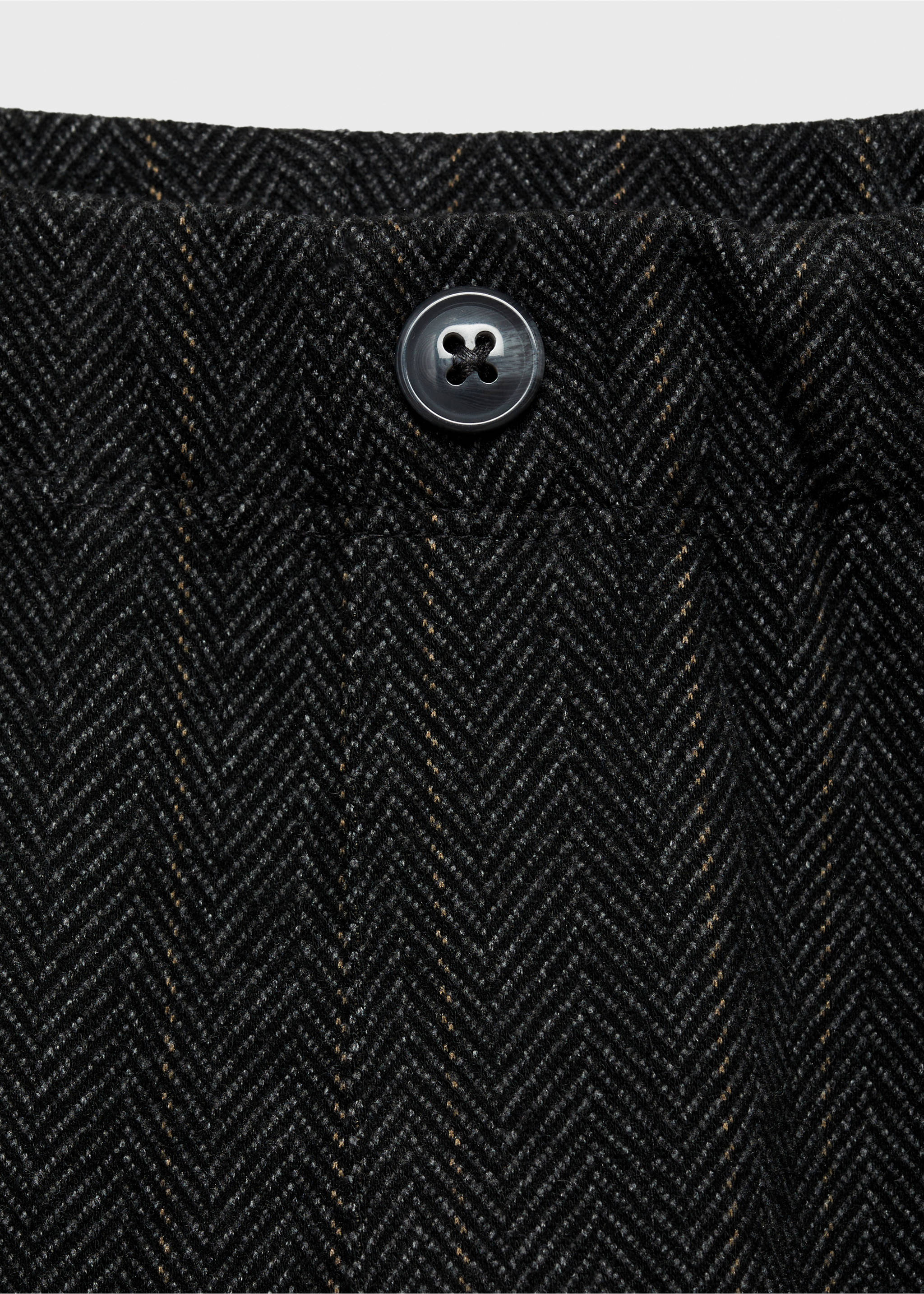 Herringbone straight trousers - Details of the article 8, Black. Ref: 77067926-00.