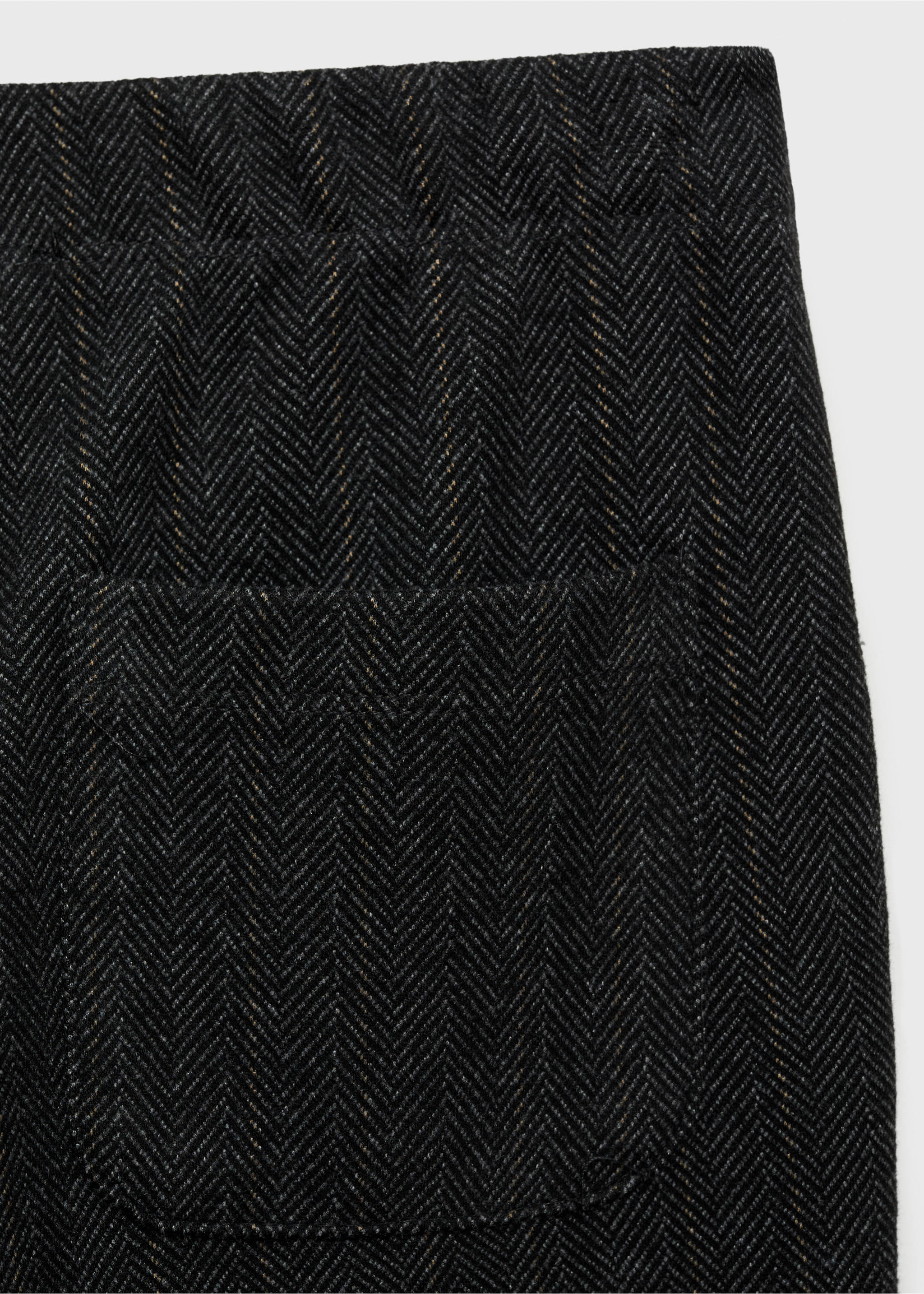 Herringbone straight trousers - Details of the article 0, Black. Ref: 77067926-00.