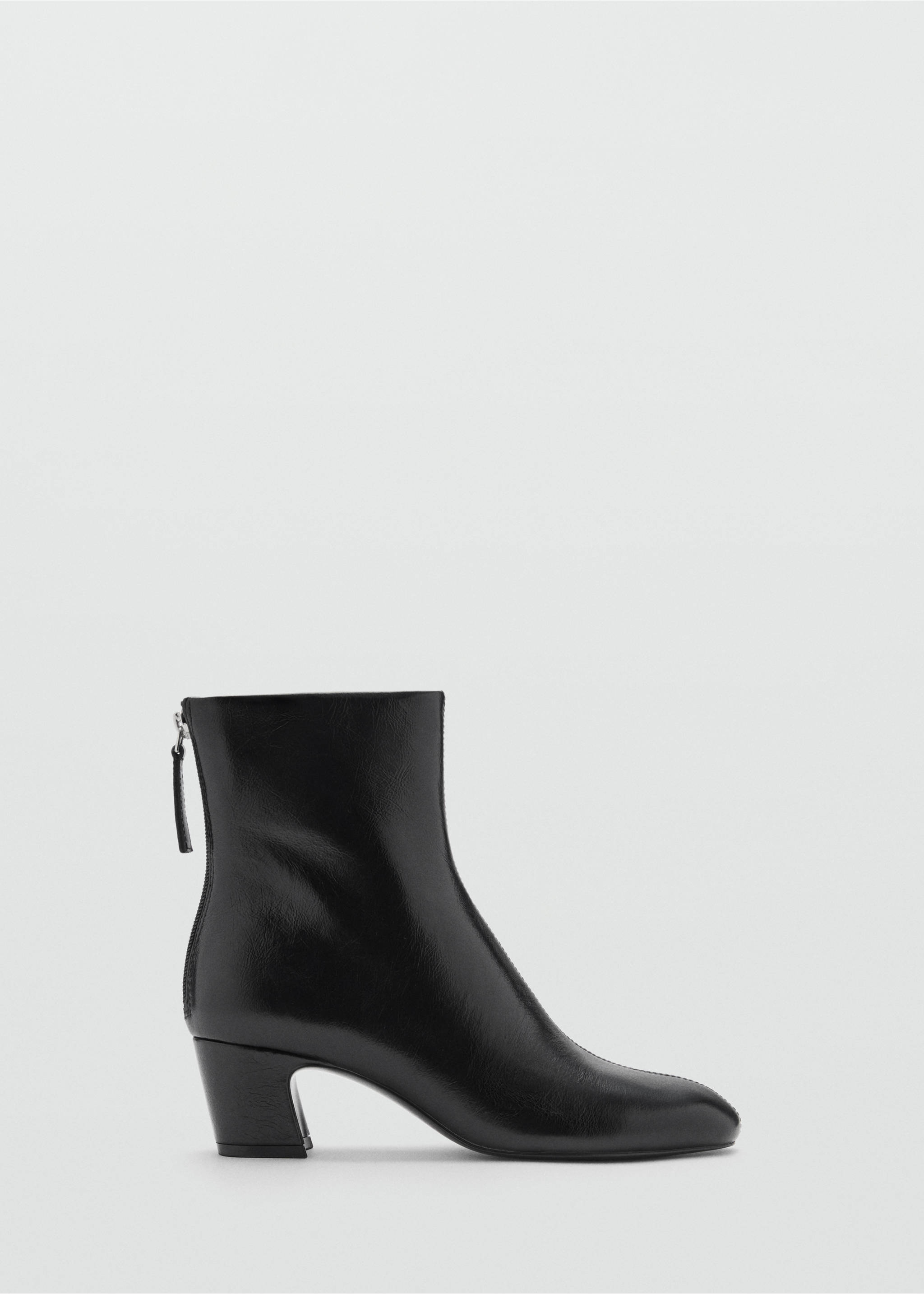 Zipped leather ankle boots - Article without model, Black. Ref: 77067930-00.