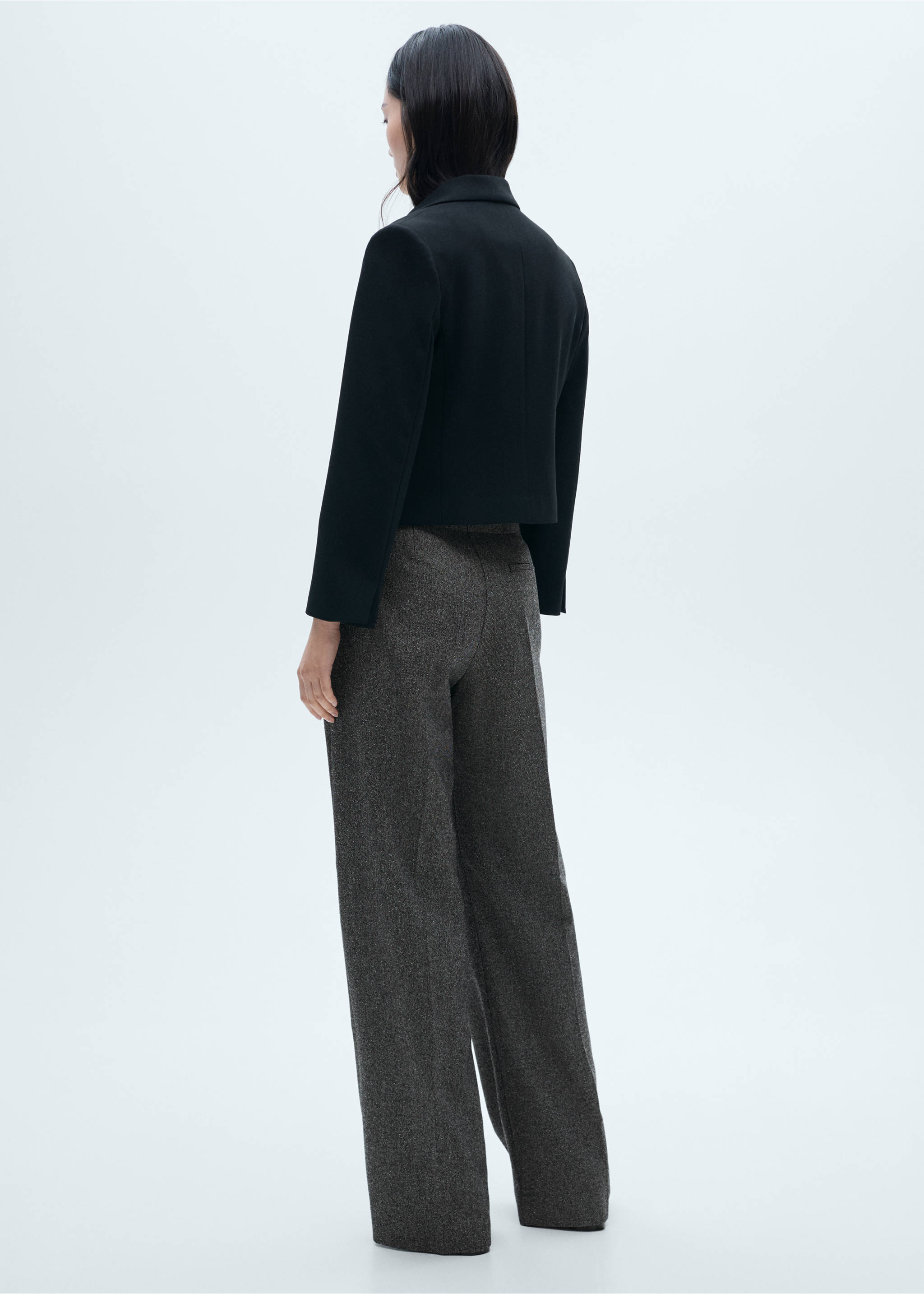 Flecked pleated trousers - Reverse of the article, Black. Ref: 77068264-00.