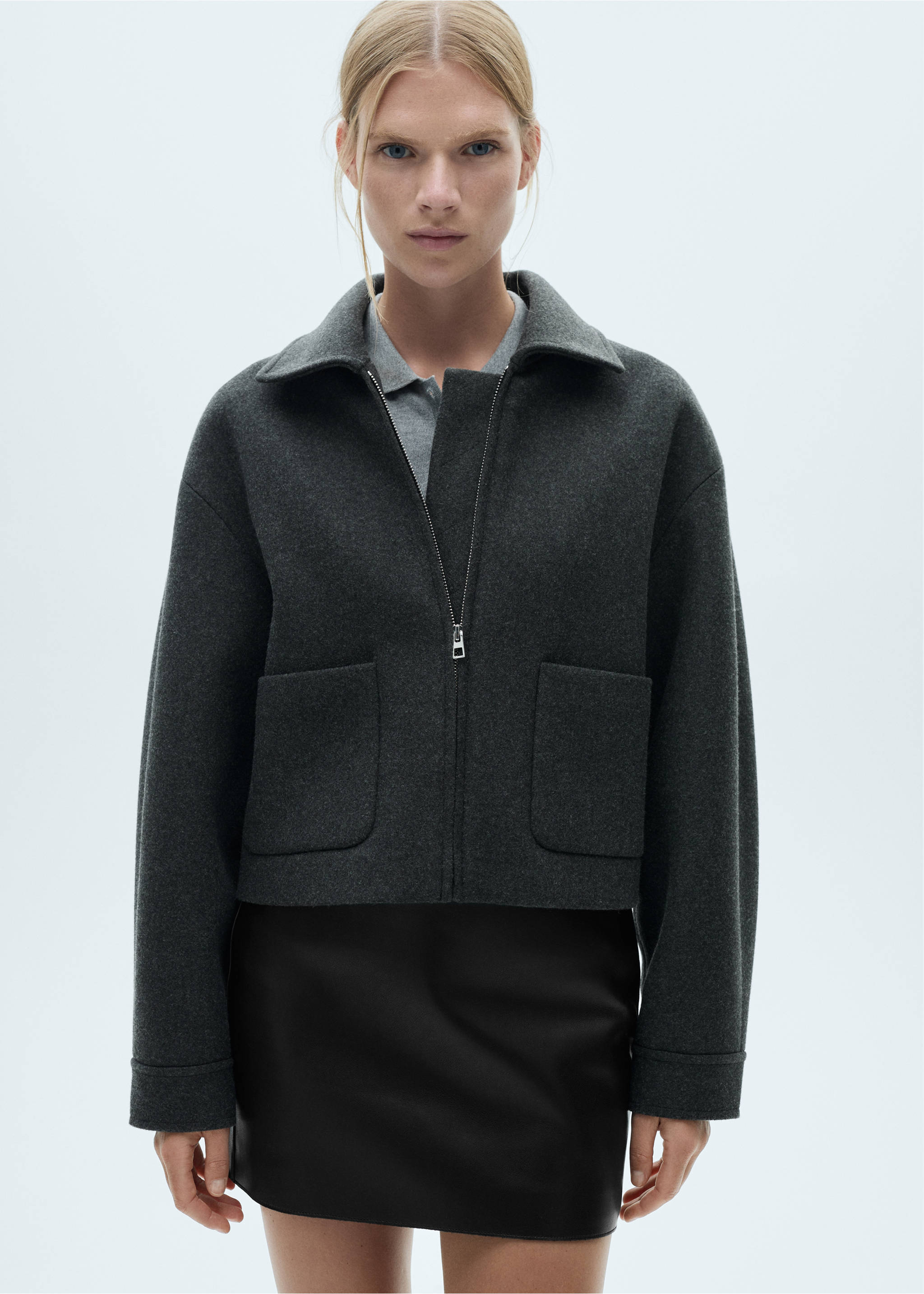 Faux-leather mini-skirt - Medium plane, Black. Ref: 77068266-00.