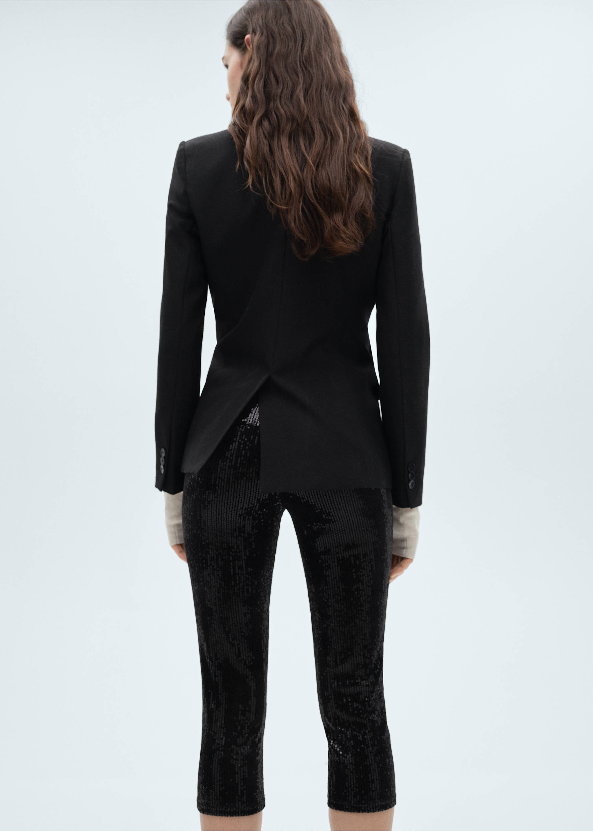 Sequined capri leggings - Reverse of the article, Black. Ref: 77068267-00.