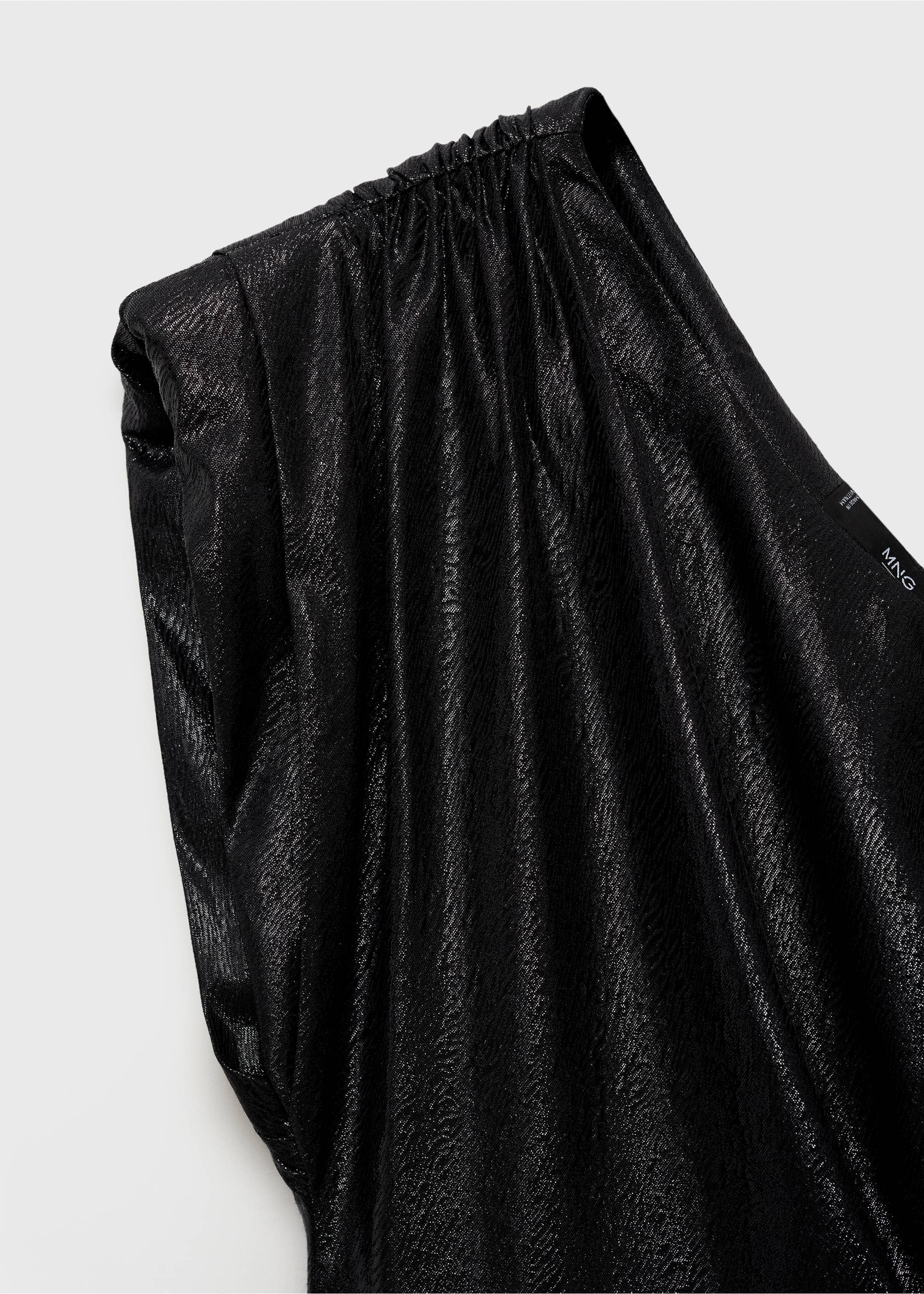 Textured asymmetrical dress - Details of the article 8, Black. Ref: 77068276-00.