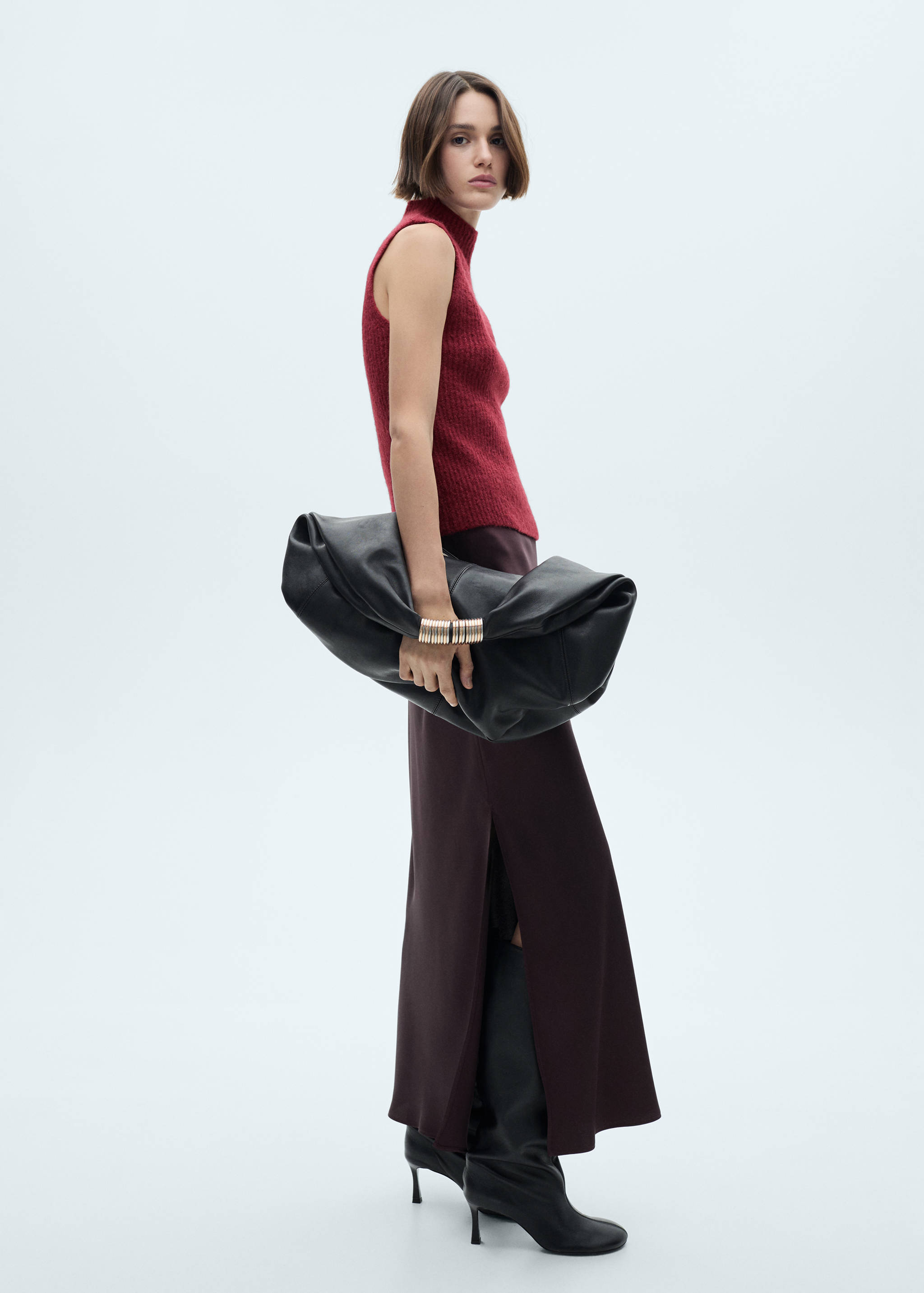 Perkins-neck knitted waistcoat - General plane