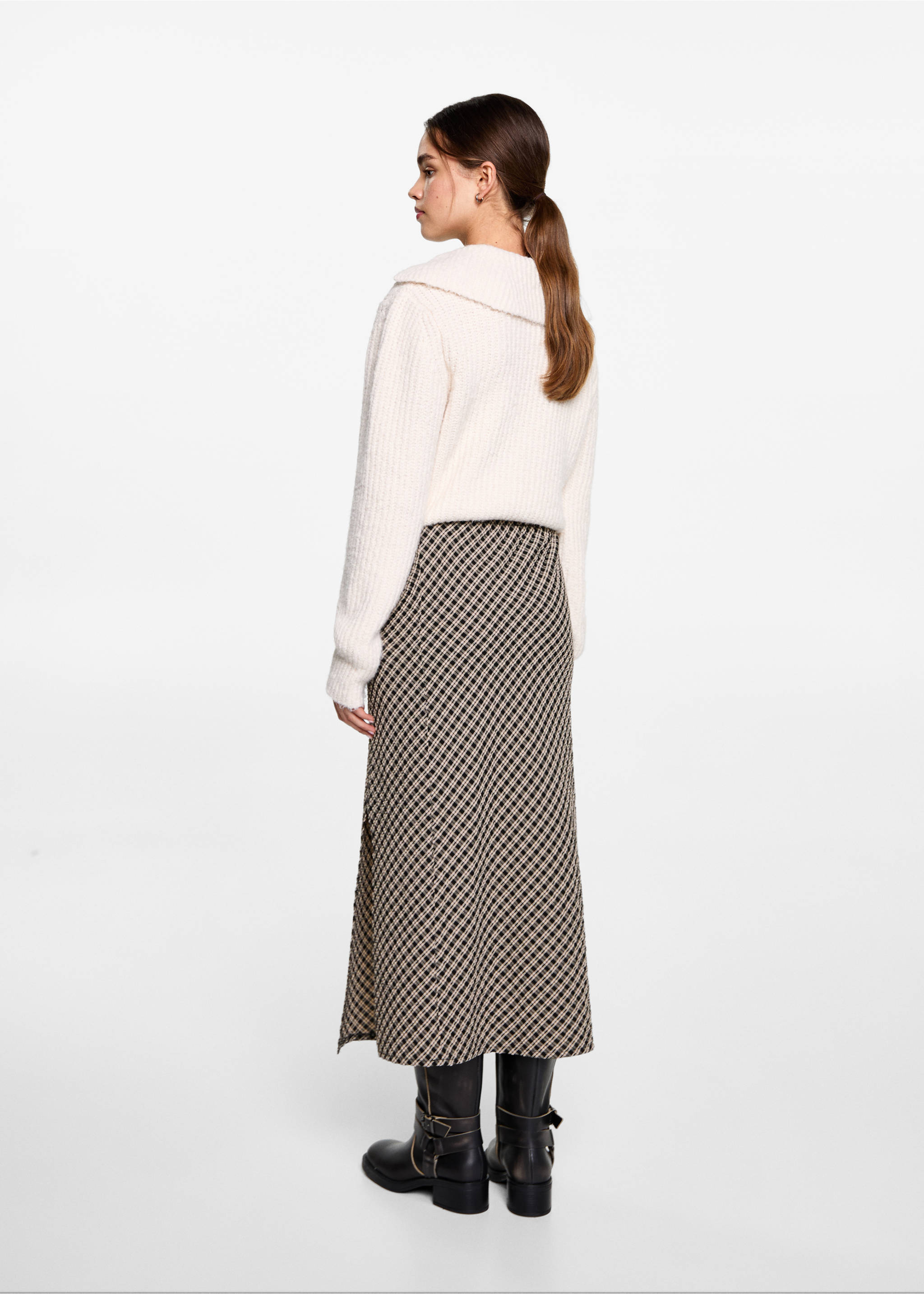 Checked midi skirt - Reverse of the article, Black. Ref: 77068278-00.