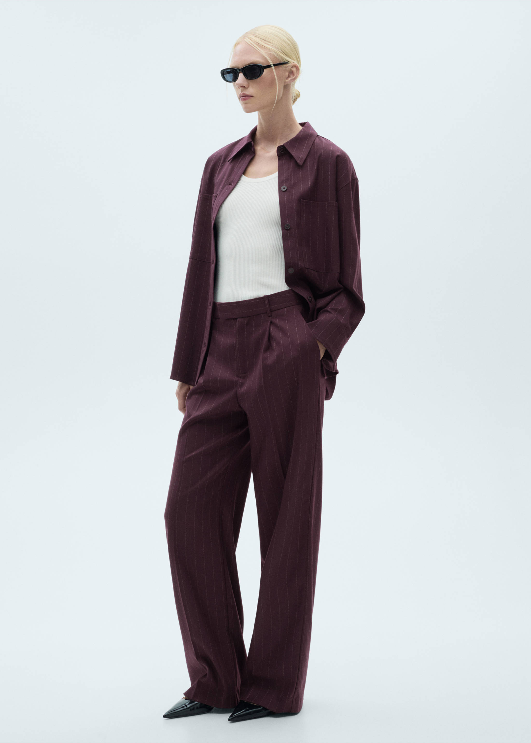 Pinstripe overshirt - General plane, Wine. Ref: 77068280-00.