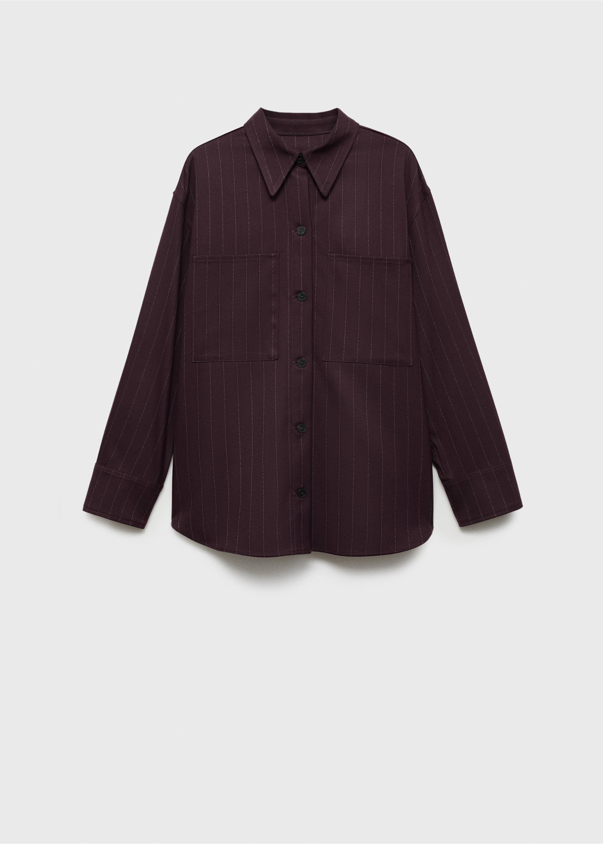 Pinstripe overshirt - Article without model, Wine. Ref: 77068280-00.