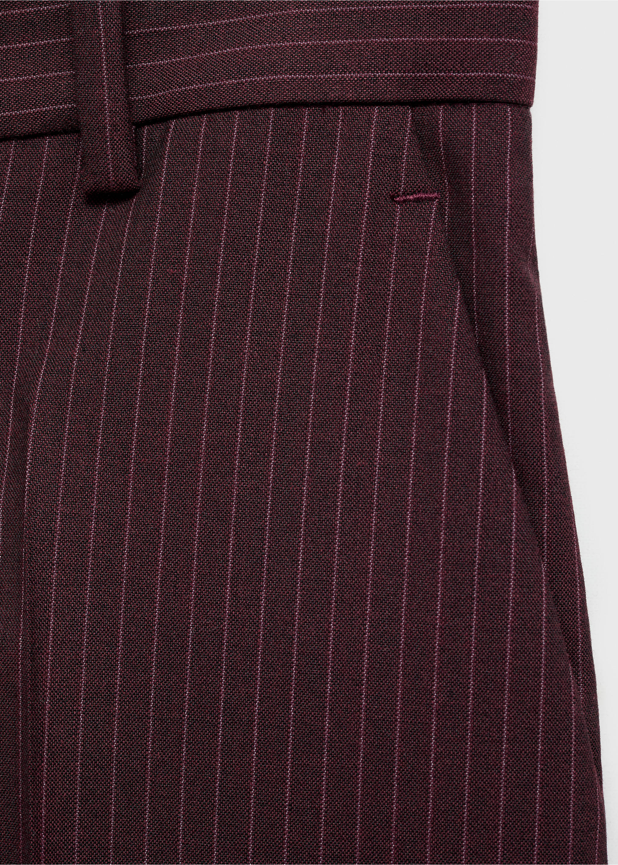 Pinstripe suit trousers - Details of the article 0, Maroon. Ref: 77068283-00.