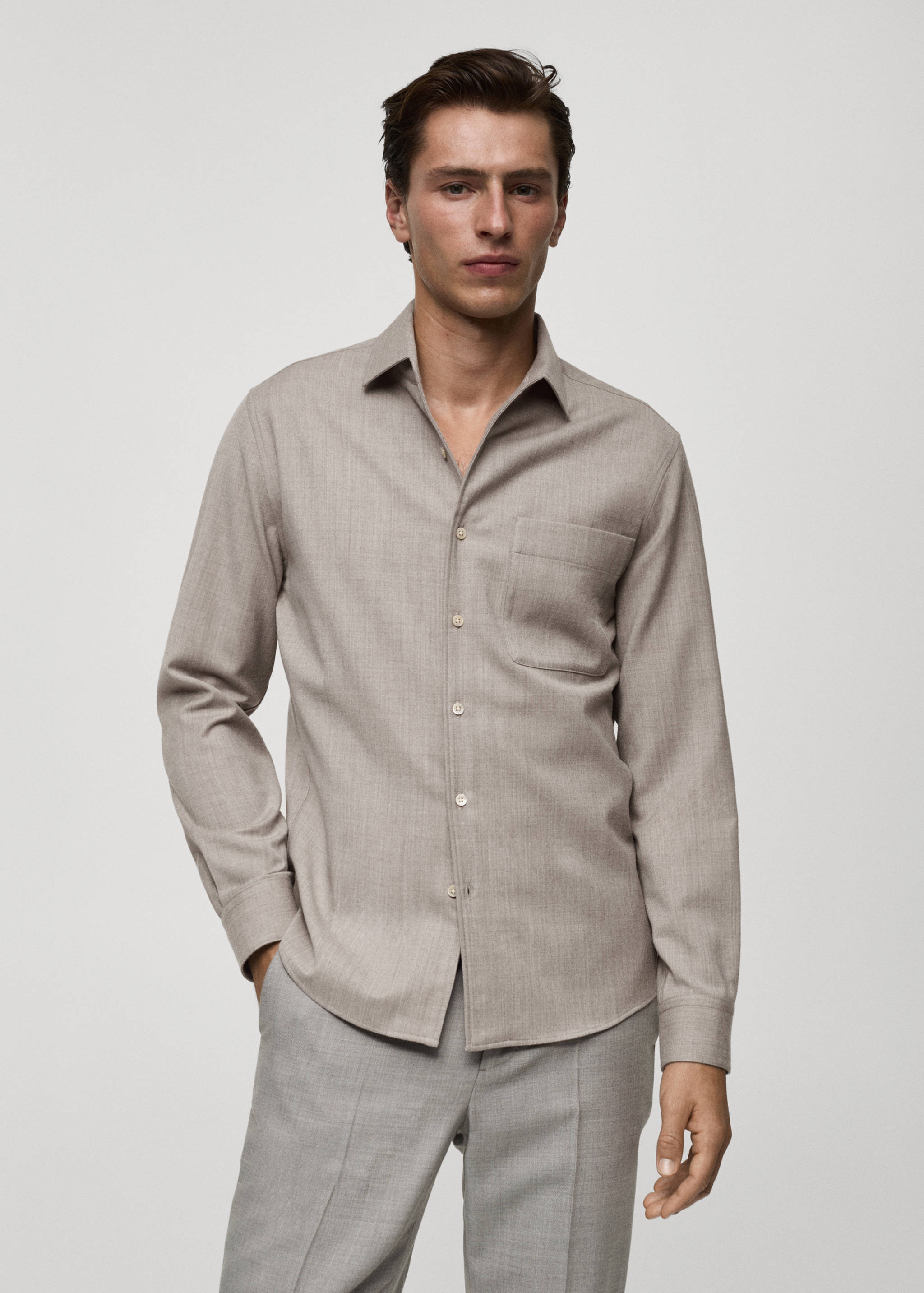 100% wool shirt with pocket - Medium plane